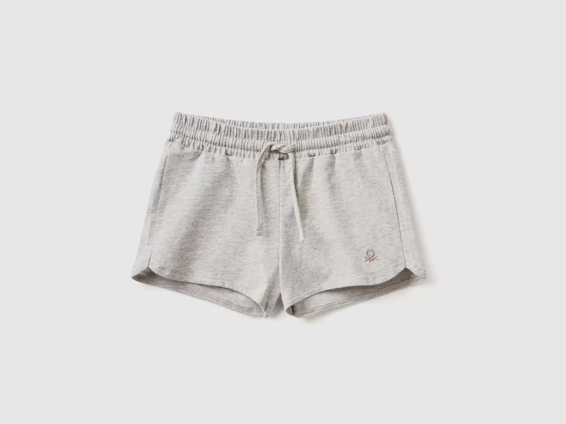 Benetton Shorts Con Coulisse In Cotone Bio Grigio Chiaro Outlet