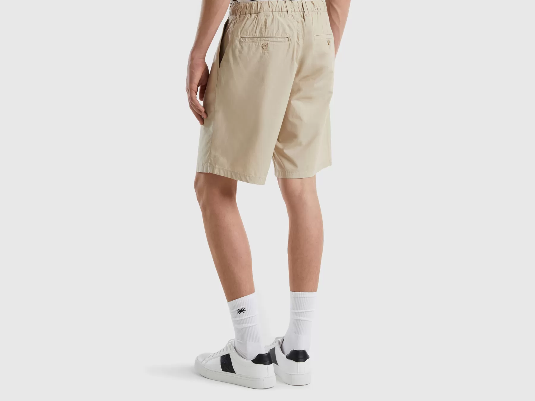 Benetton Shorts Con Pinces Beige Flash Sale