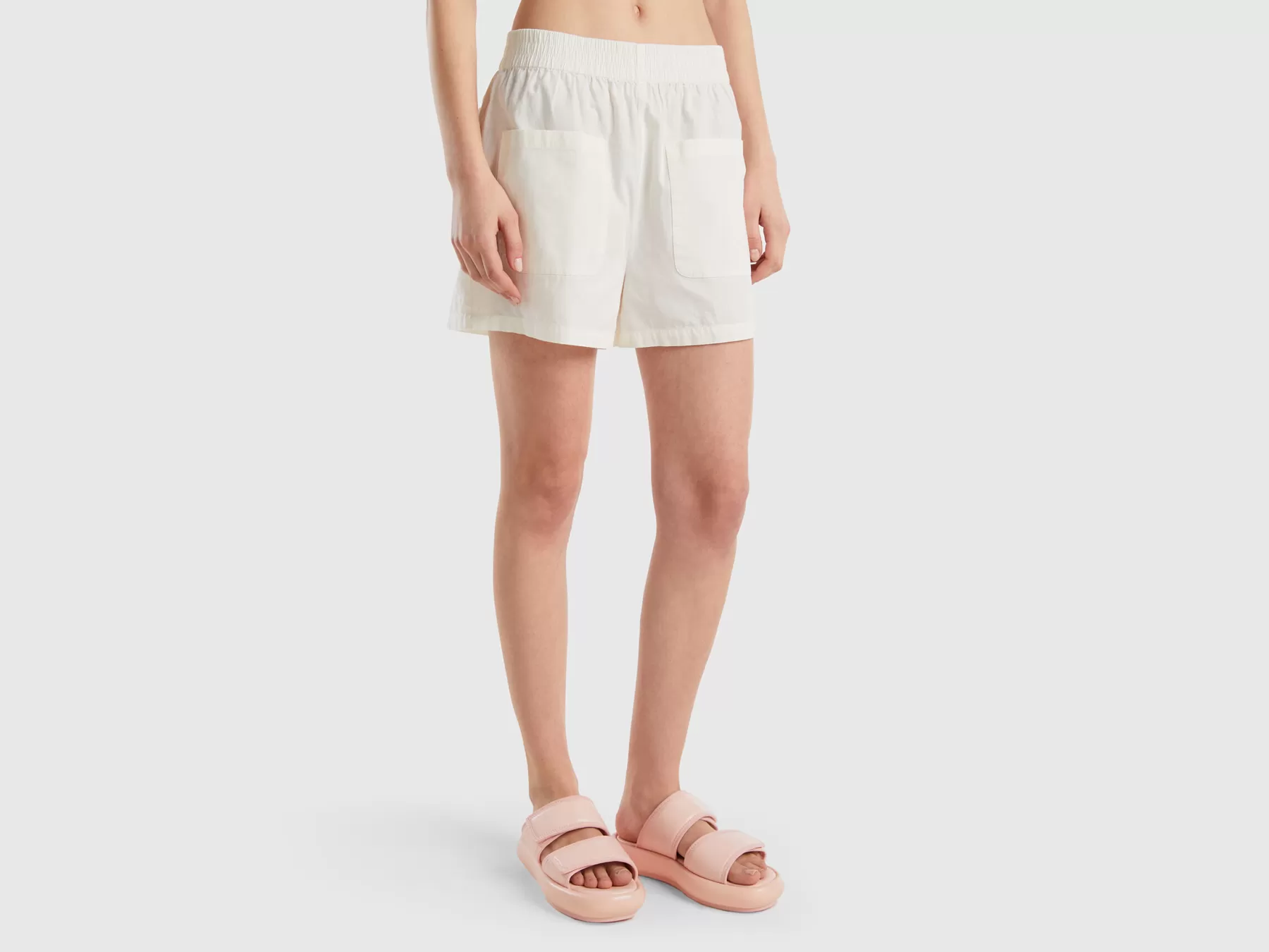 Benetton Shorts Con Tasche Bianco Panna Hot