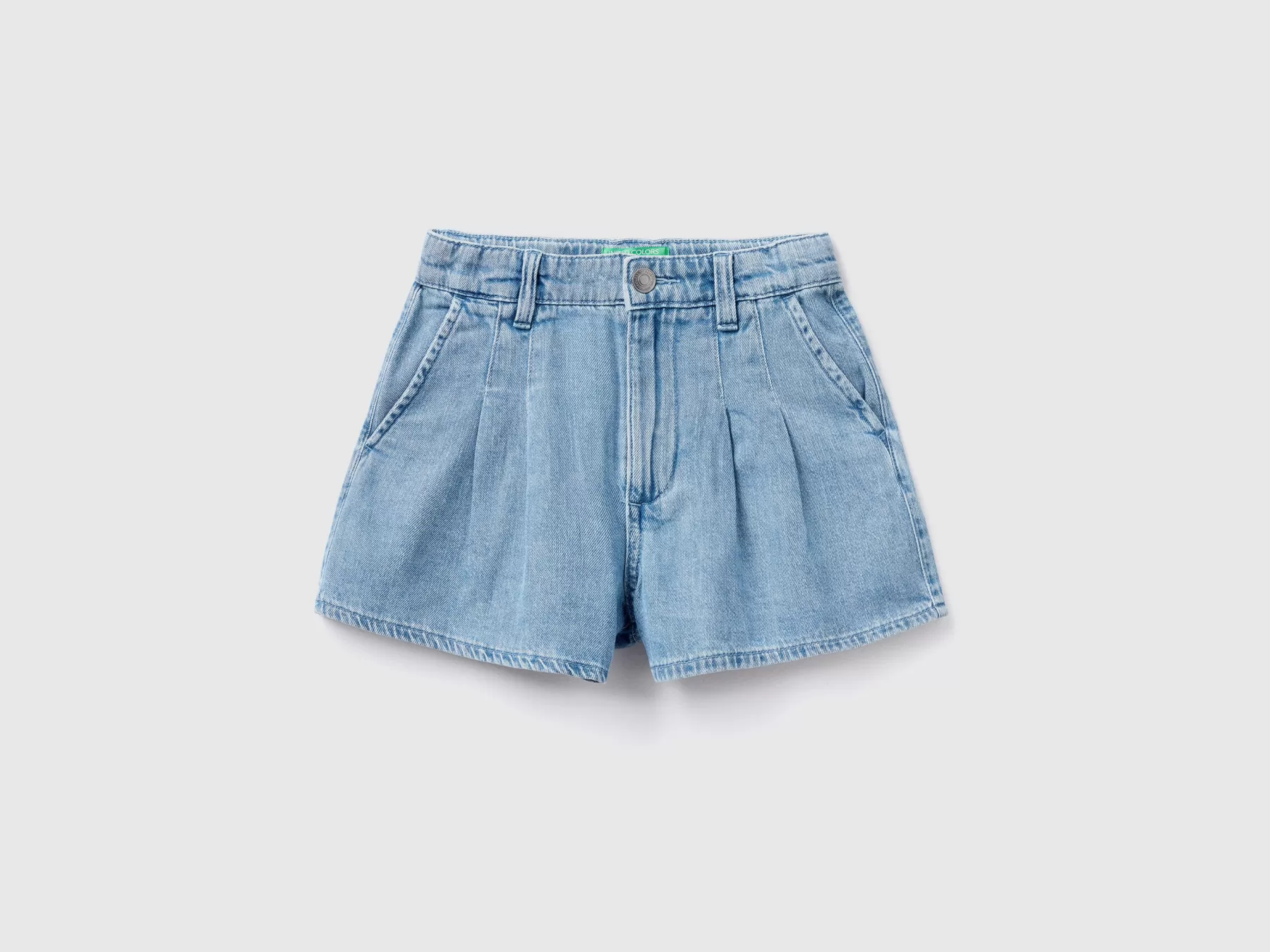 Benetton Shorts Di Jeans Leggero Azzurro Sale