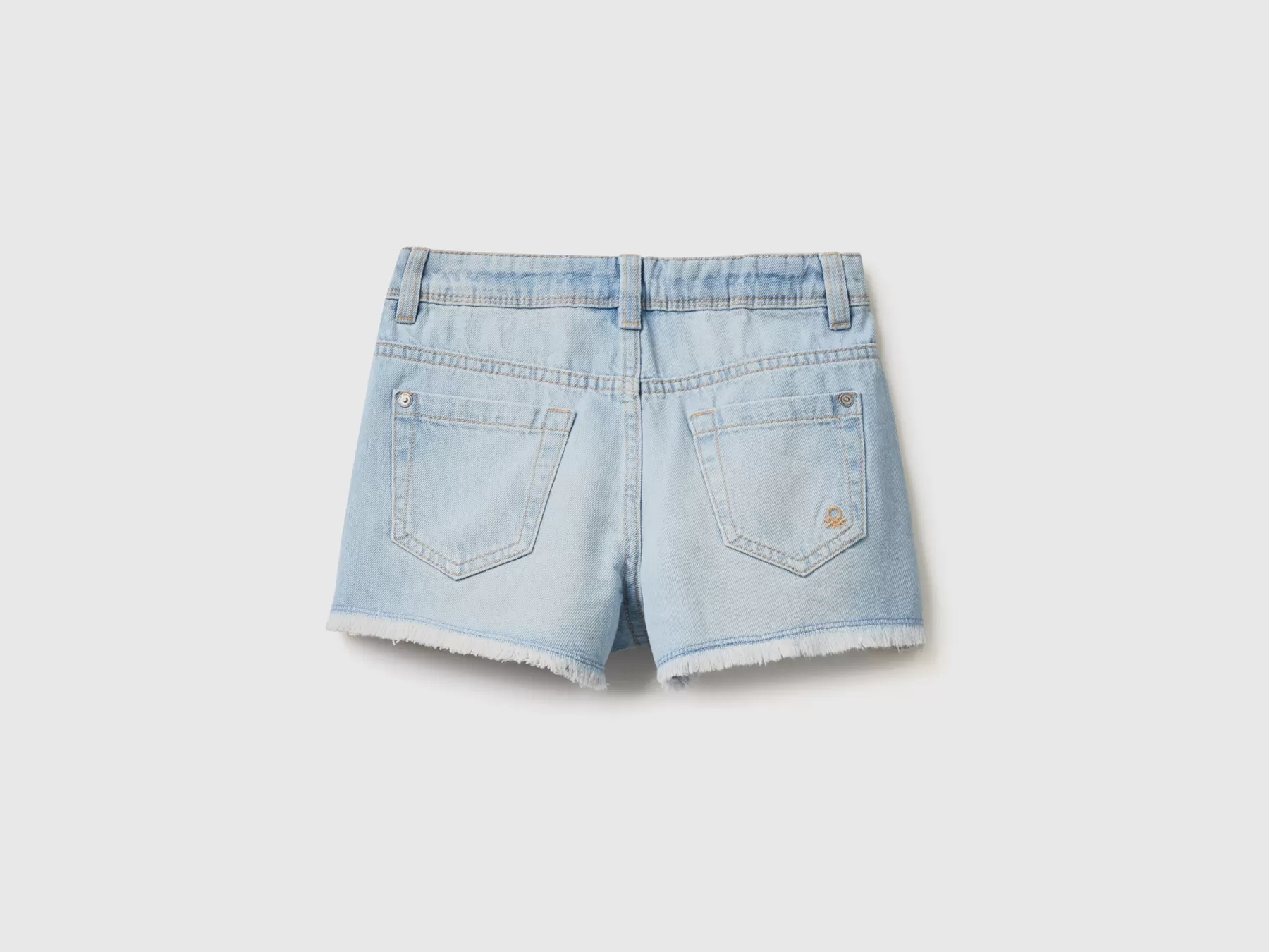 Benetton Shorts Di Jeans Sfrangiati Azzurro New