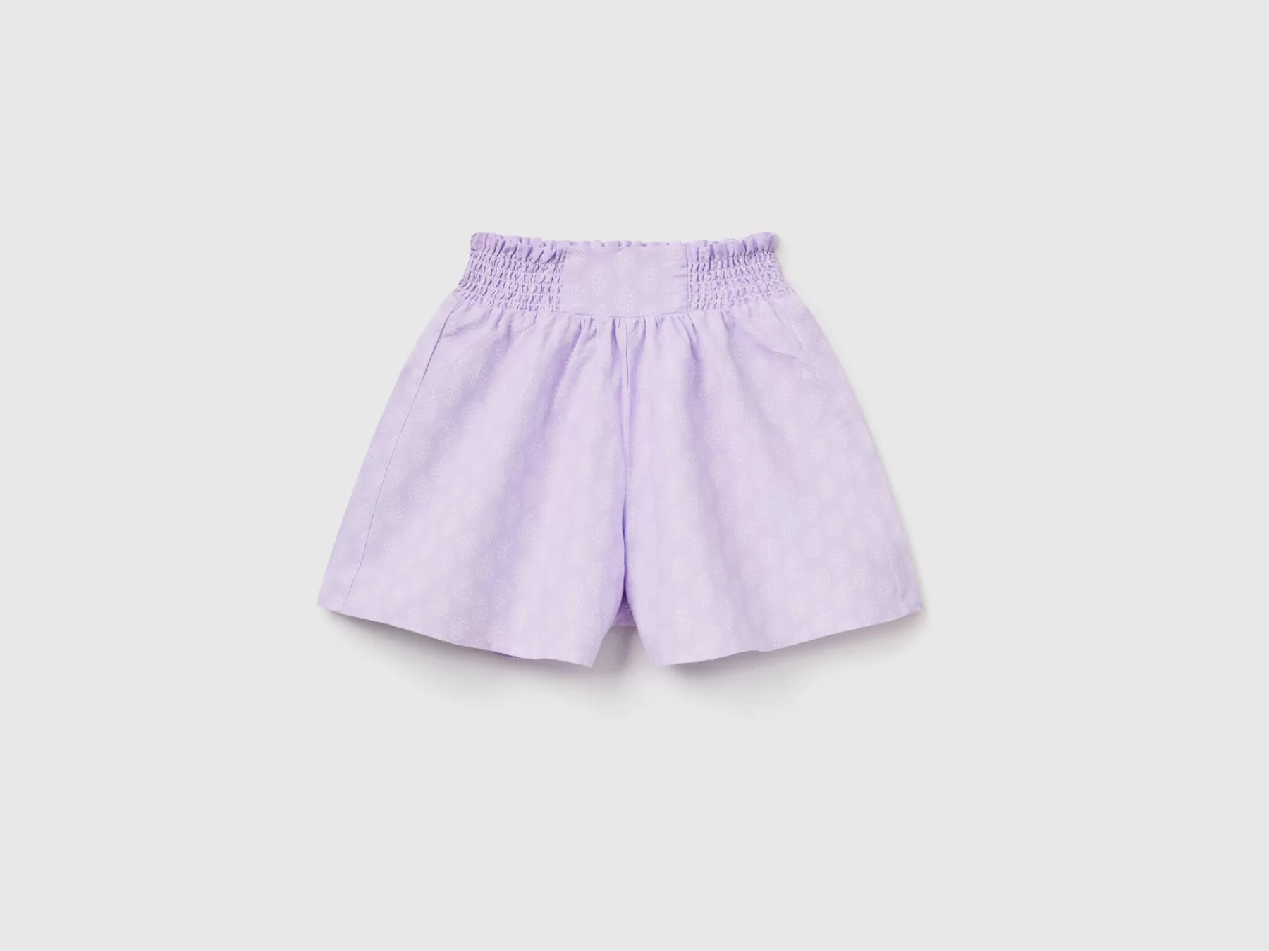 Benetton Shorts Fantasia In Misto Lino Lavanda Outlet