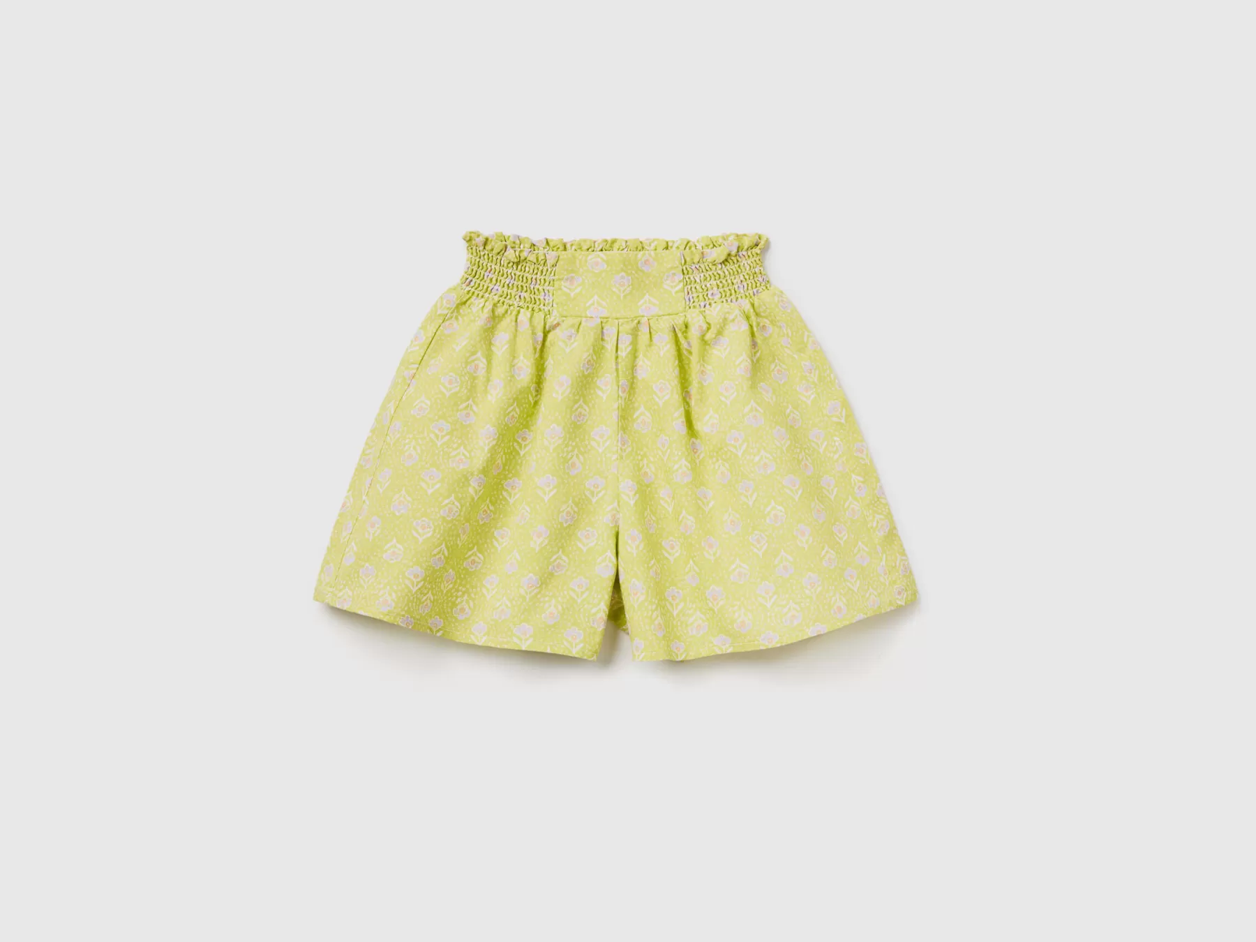 Benetton Shorts Fantasia In Misto Lino Lime Best Sale