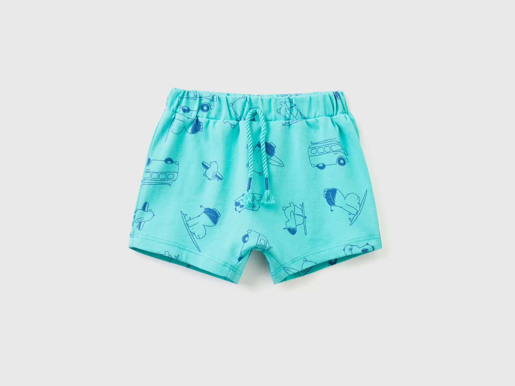 Benetton Shorts Fantasia In Puro Cotone Celeste Discount