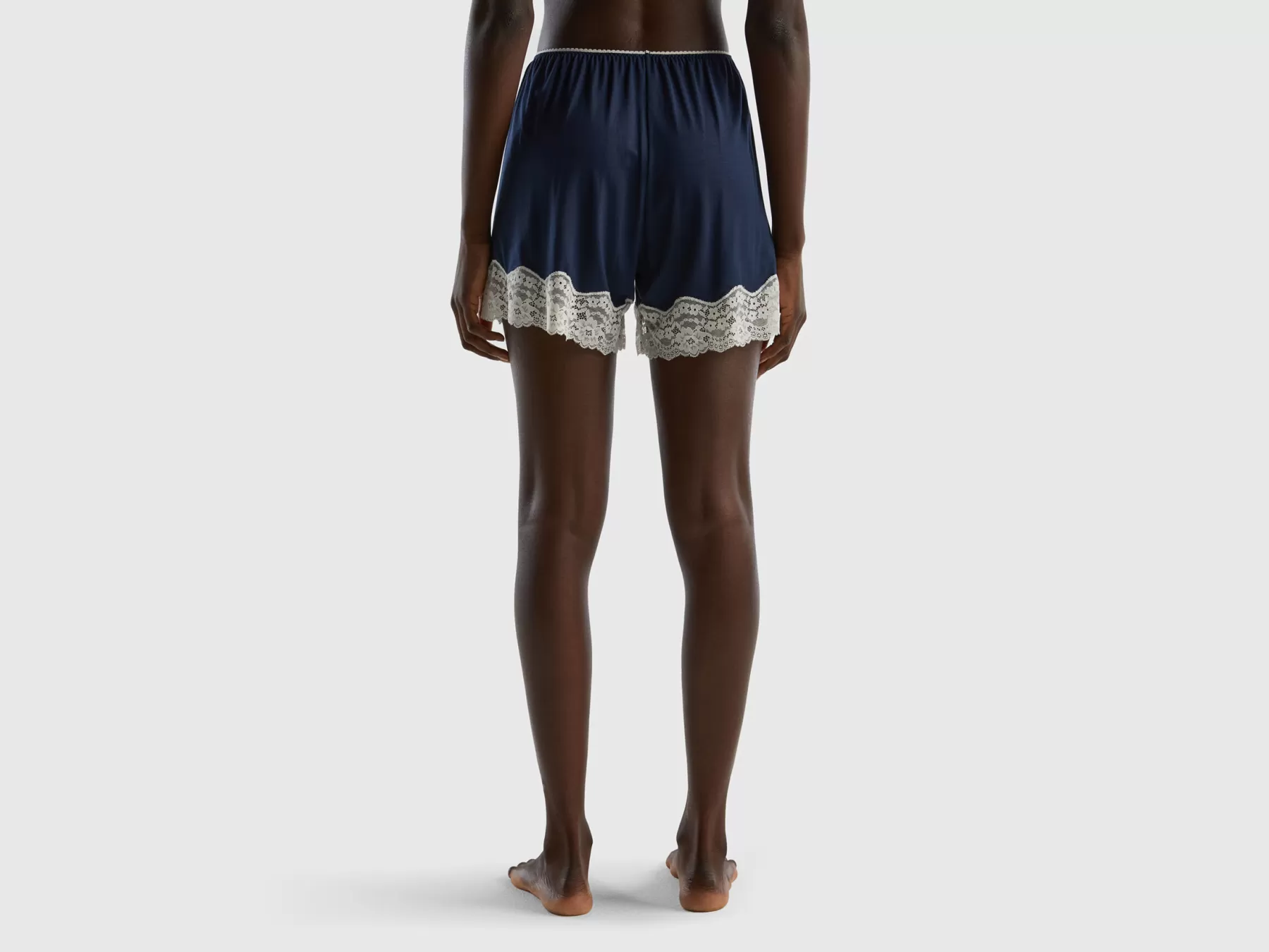 Benetton Shorts Fluidi Con Pizzo Blu Scuro Online