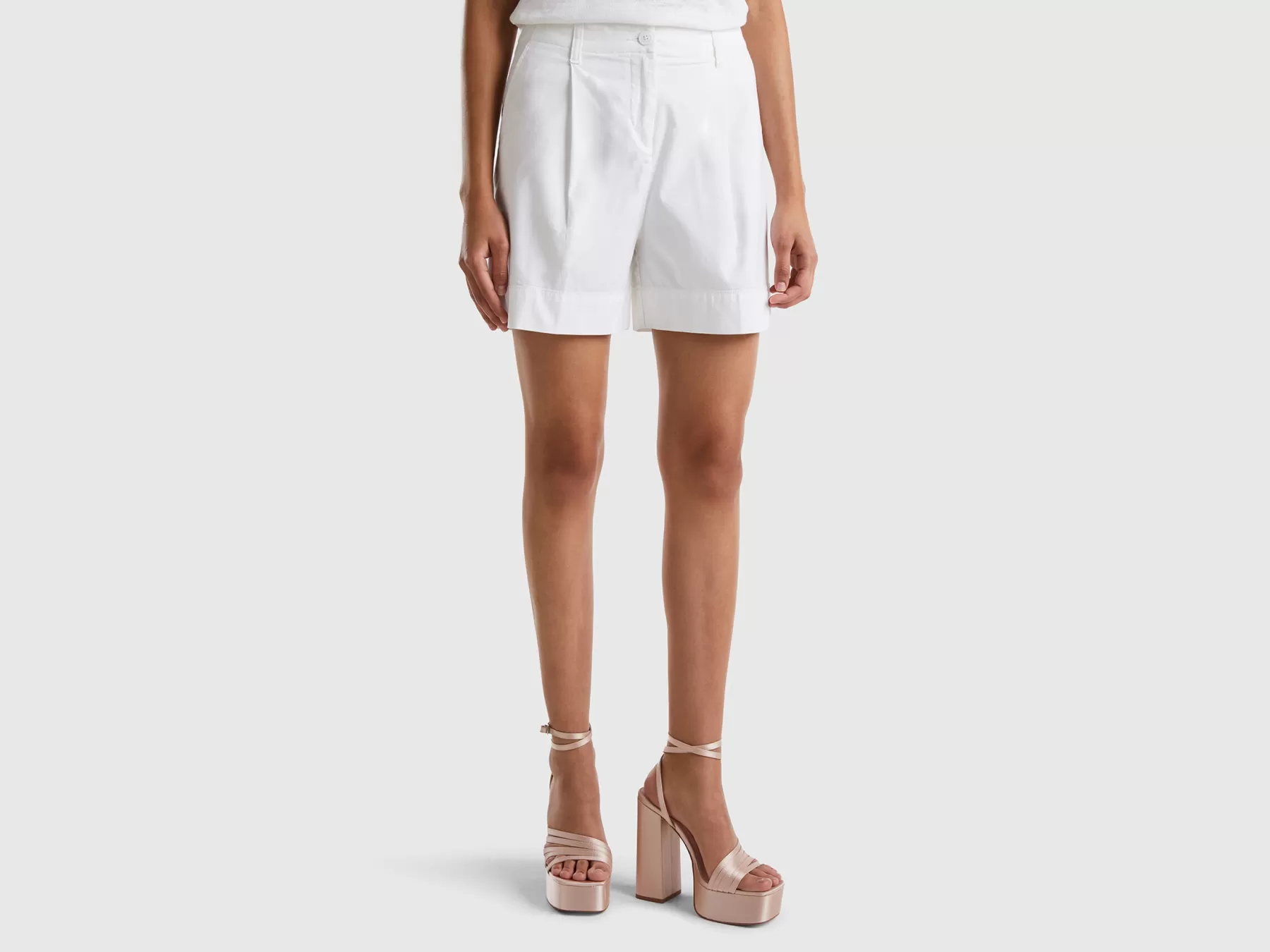 Benetton Shorts In Cotone Elasticizzato Bianco Best Sale