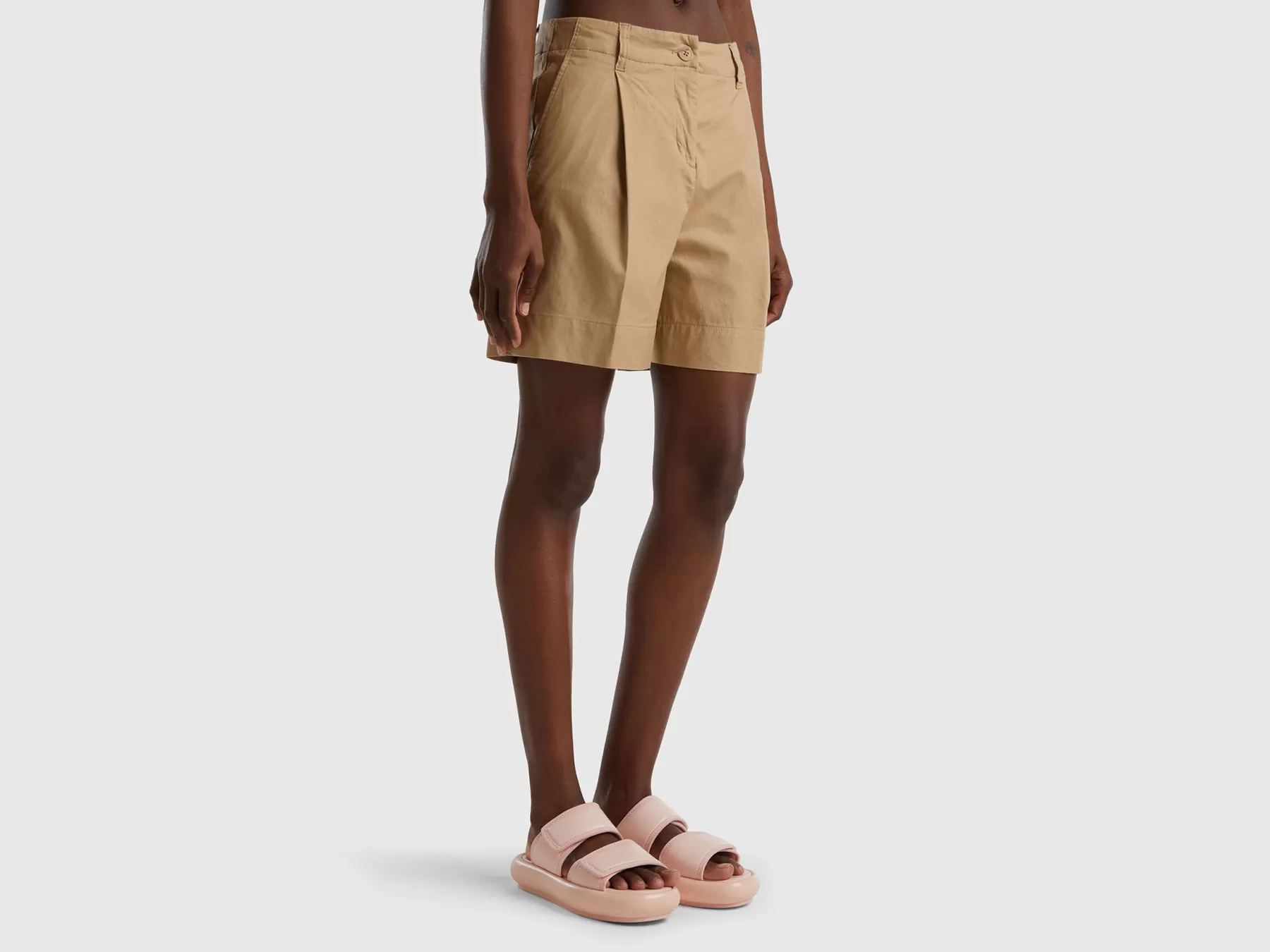 Benetton Shorts In Cotone Elasticizzato Beige Fashion