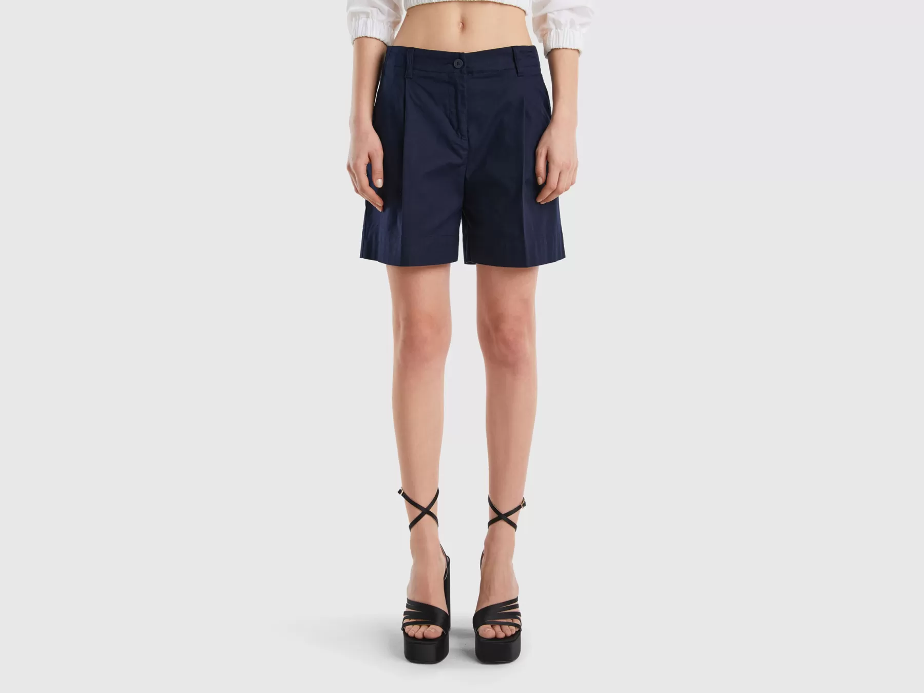 Benetton Shorts In Cotone Elasticizzato Blu Scuro Clearance