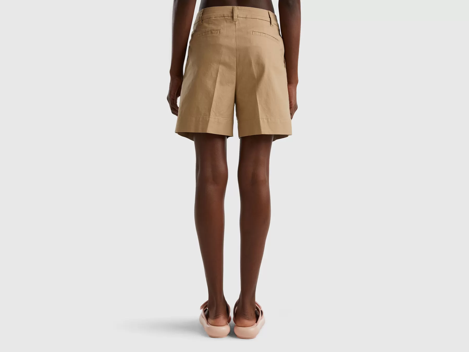 Benetton Shorts In Cotone Elasticizzato Beige Fashion