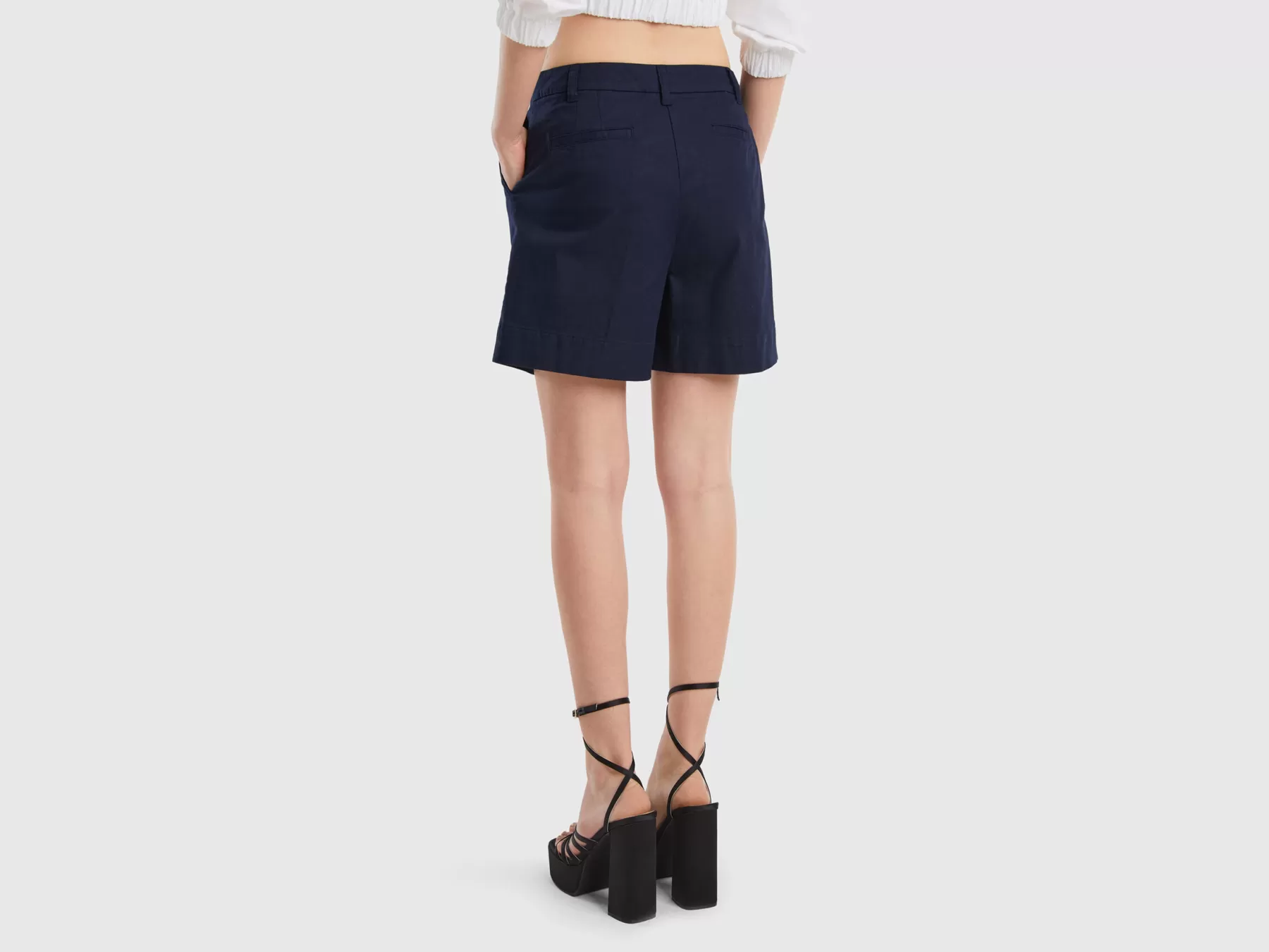 Benetton Shorts In Cotone Elasticizzato Blu Scuro Clearance