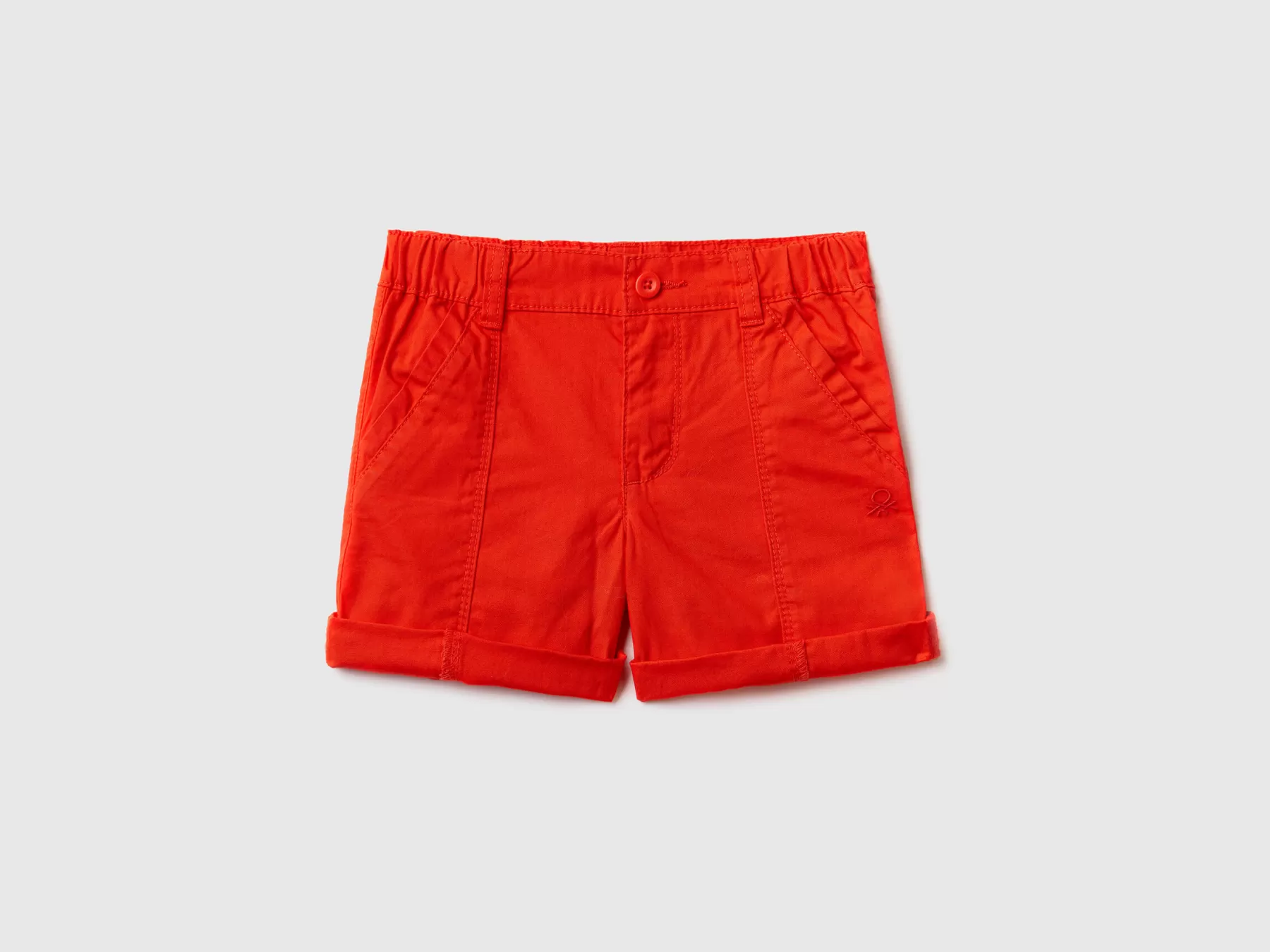 Benetton Shorts In Cotone Leggero Rosso Corallo Sale