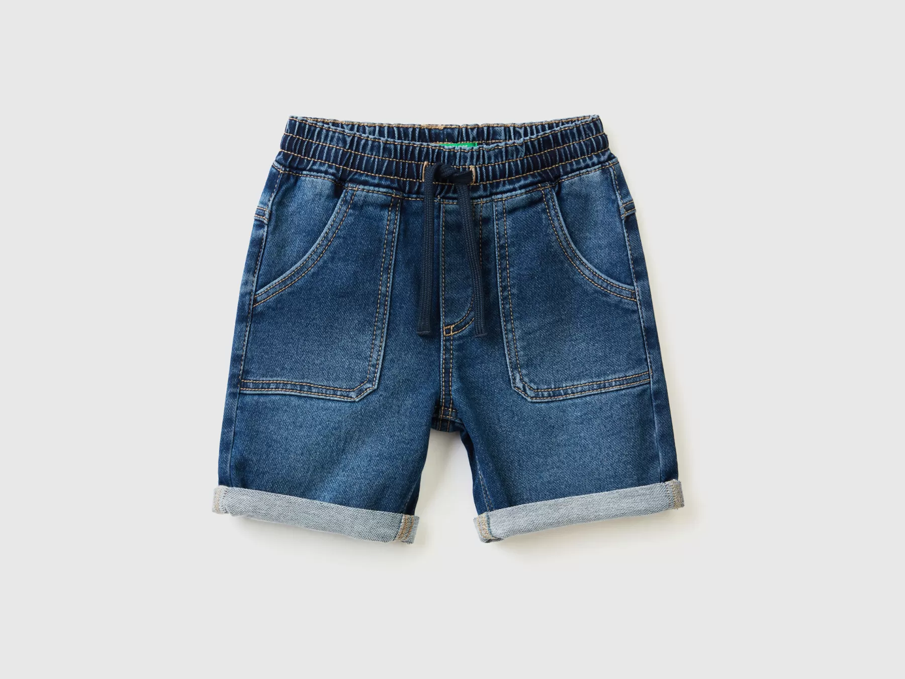 Benetton Shorts In Denim Elasticizzato Blu Cheap