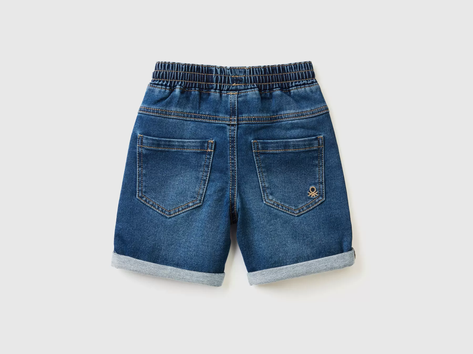 Benetton Shorts In Denim Elasticizzato Blu Cheap