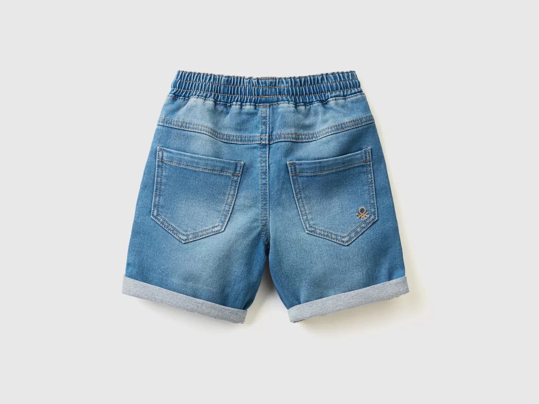 Benetton Shorts In Denim Elasticizzato Azzurro Discount