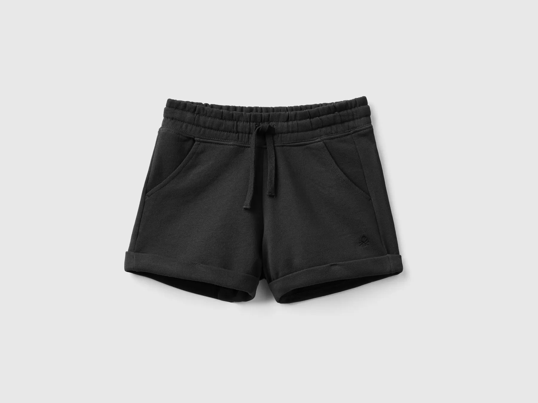 Benetton Shorts In Felpa 100% Cotone Nero Online