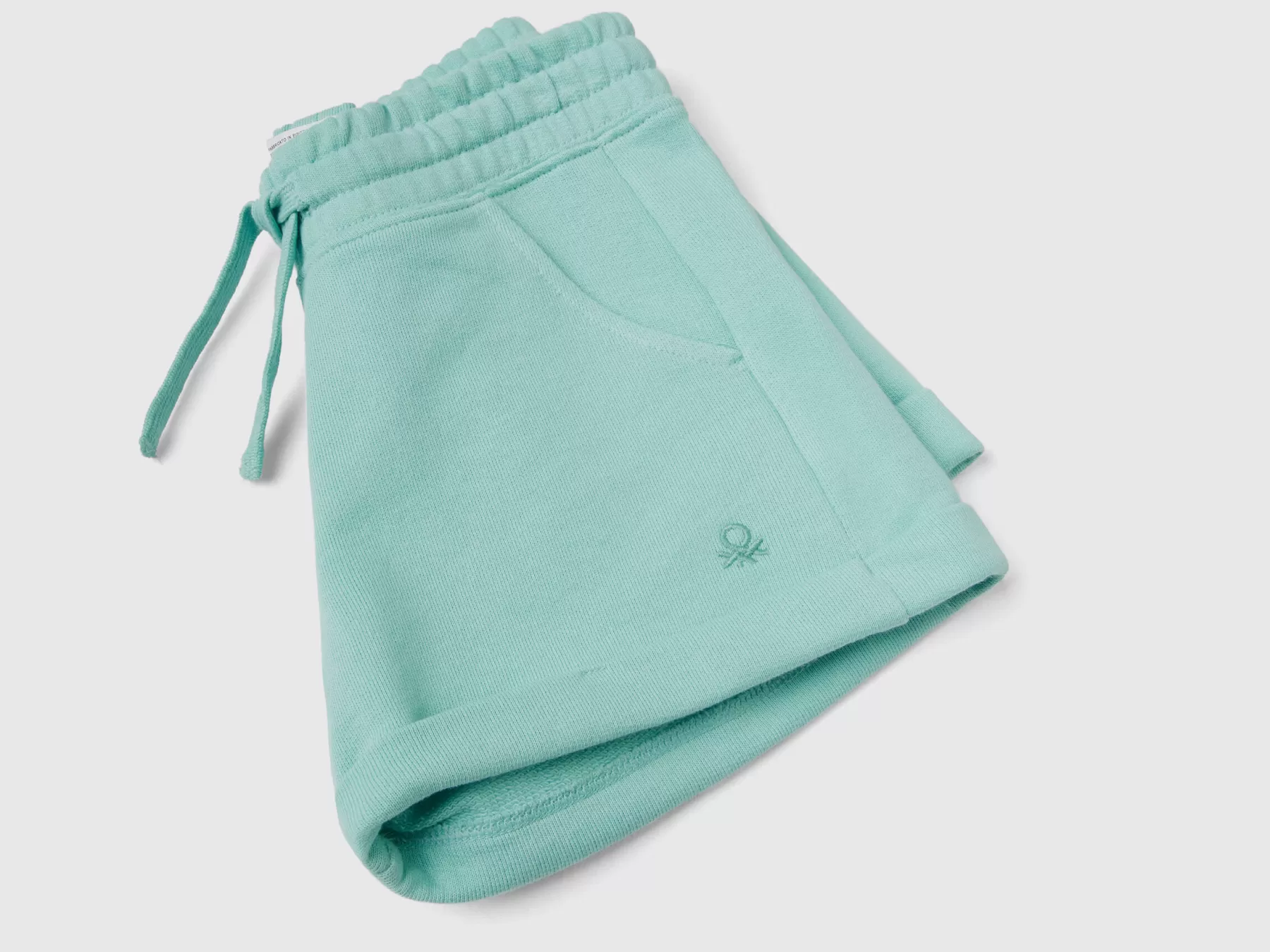 Benetton Shorts In Felpa 100% Cotone Verde Acqua Store