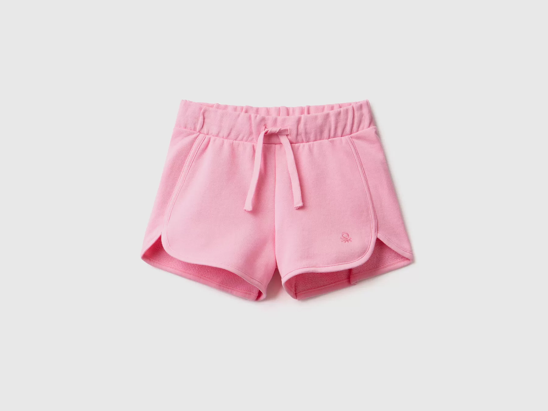 Benetton Shorts In Felpa 100% Cotone Bio Rosa Hot