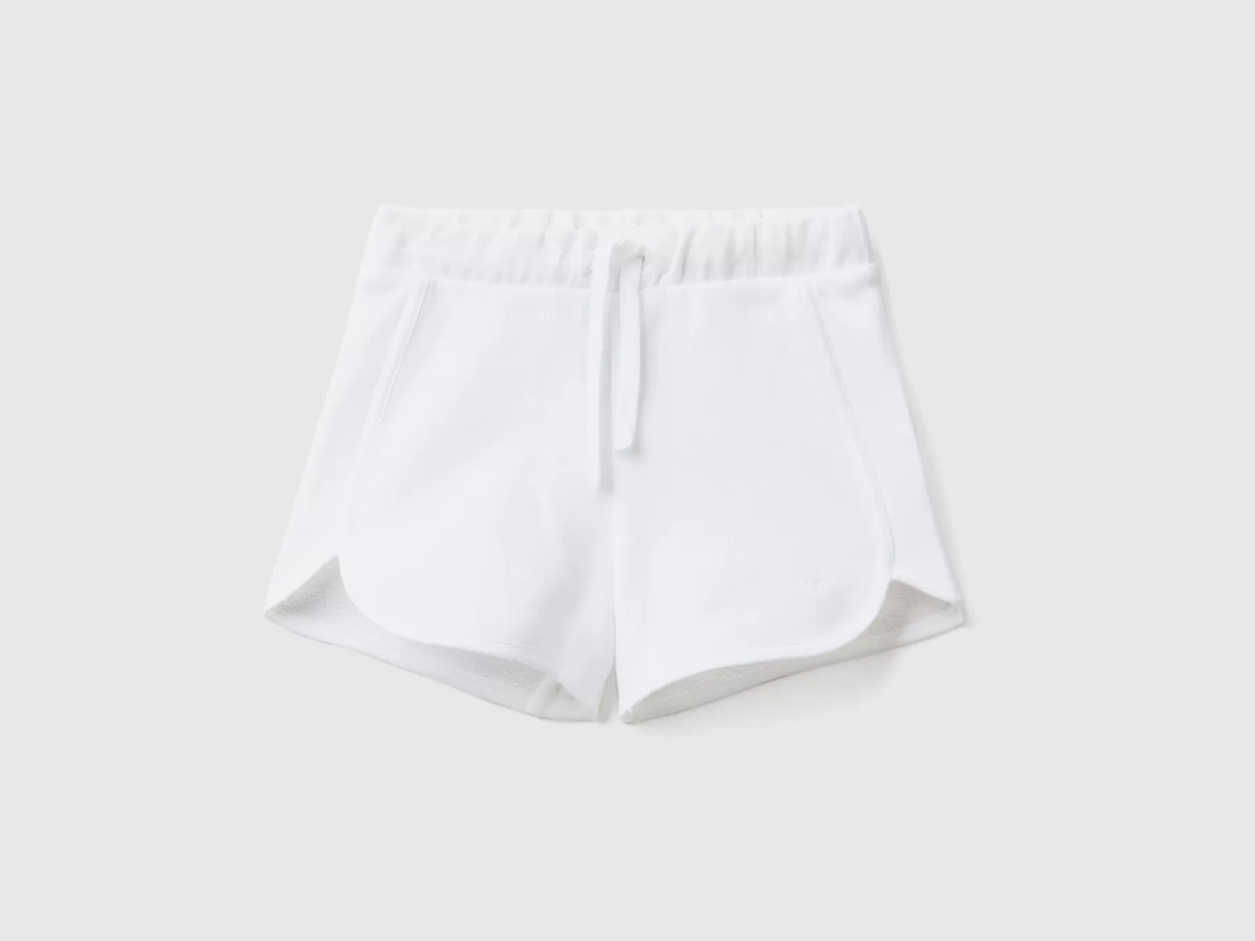 Benetton Shorts In Felpa 100% Cotone Bio Bianco Discount