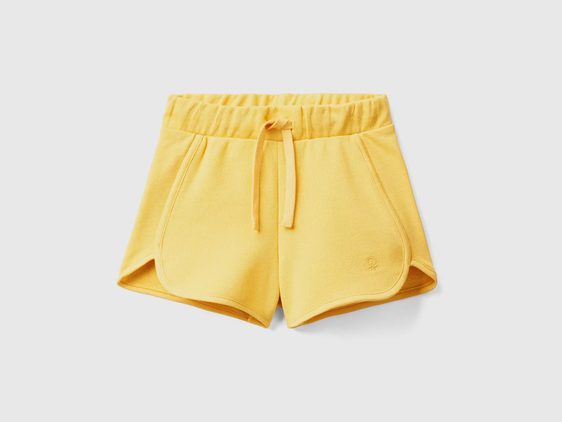 Benetton Shorts In Felpa 100% Cotone Bio Giallo Discount