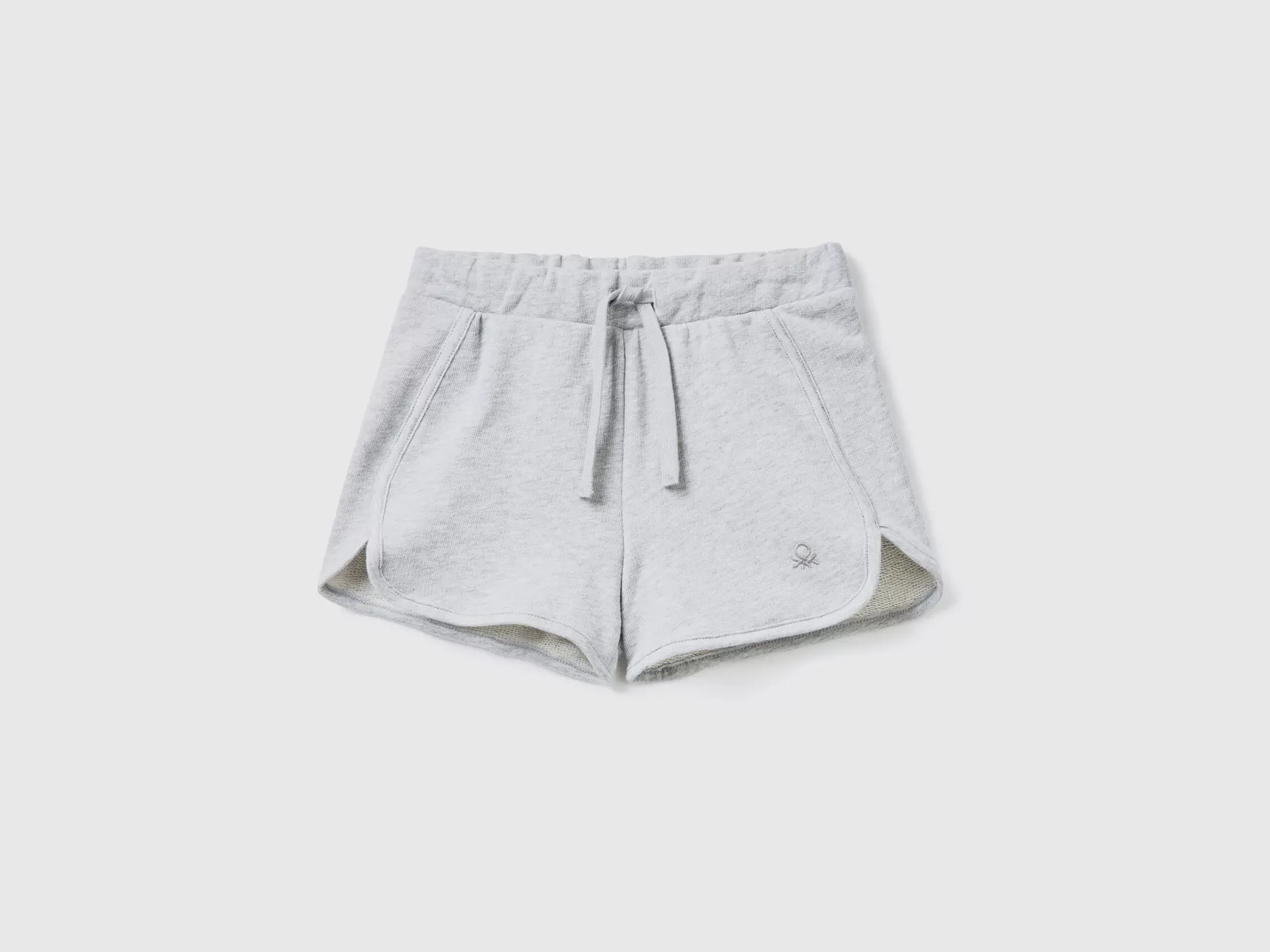 Benetton Shorts In Felpa 100% Cotone Bio Grigio Chiaro Best