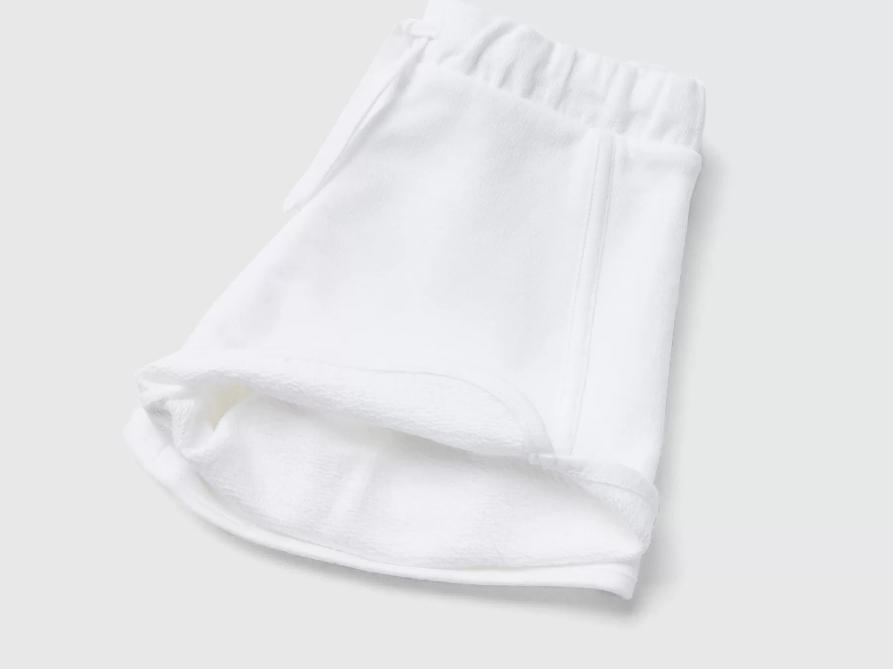 Benetton Shorts In Felpa 100% Cotone Bio Bianco Discount