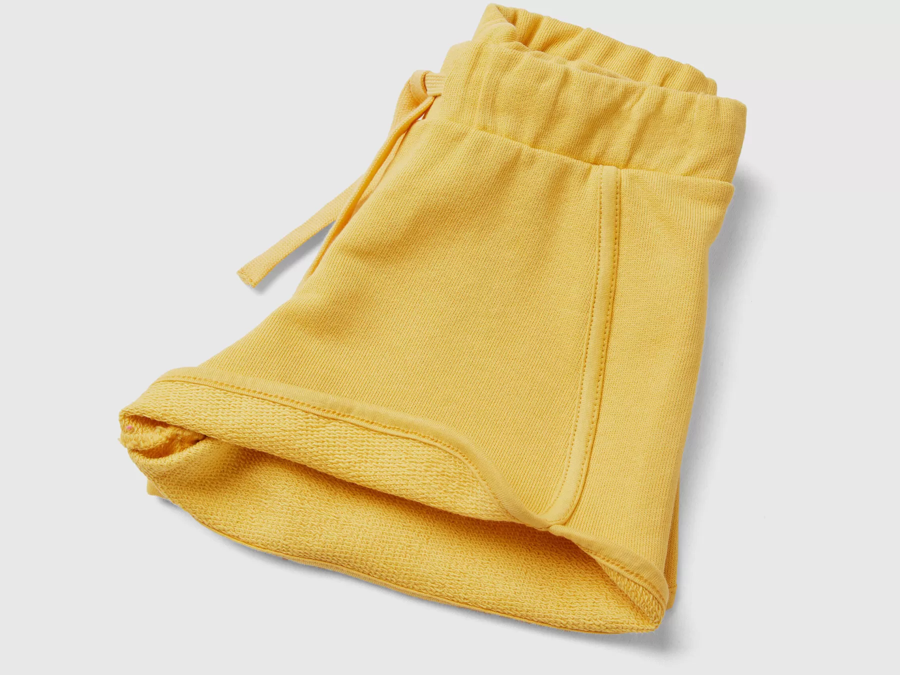 Benetton Shorts In Felpa 100% Cotone Bio Giallo Discount