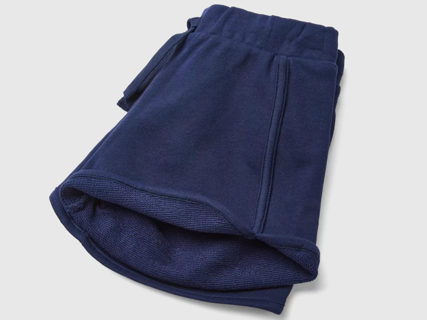 Benetton Shorts In Felpa 100% Cotone Bio Blu Scuro Discount