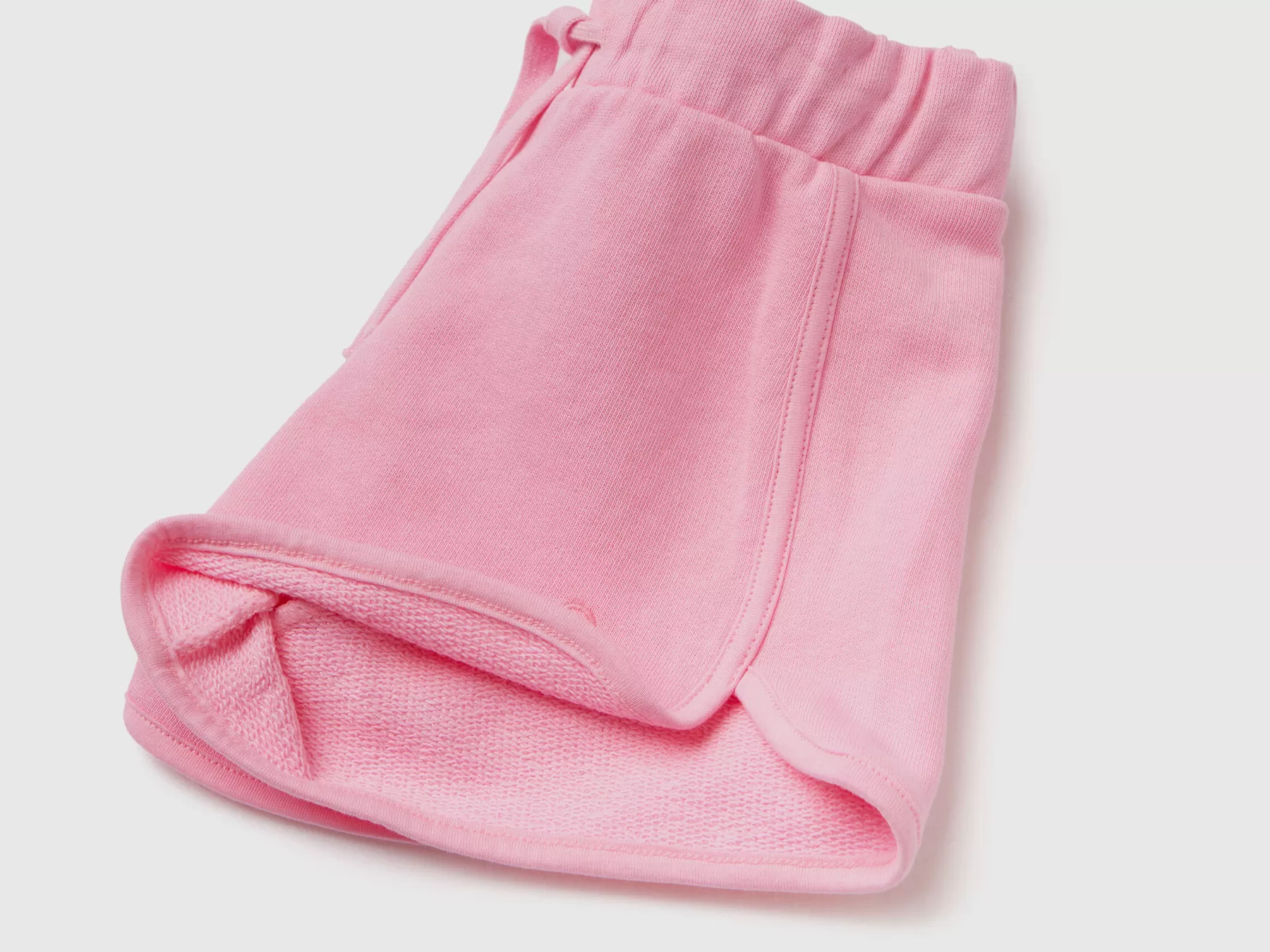 Benetton Shorts In Felpa 100% Cotone Bio Rosa Hot