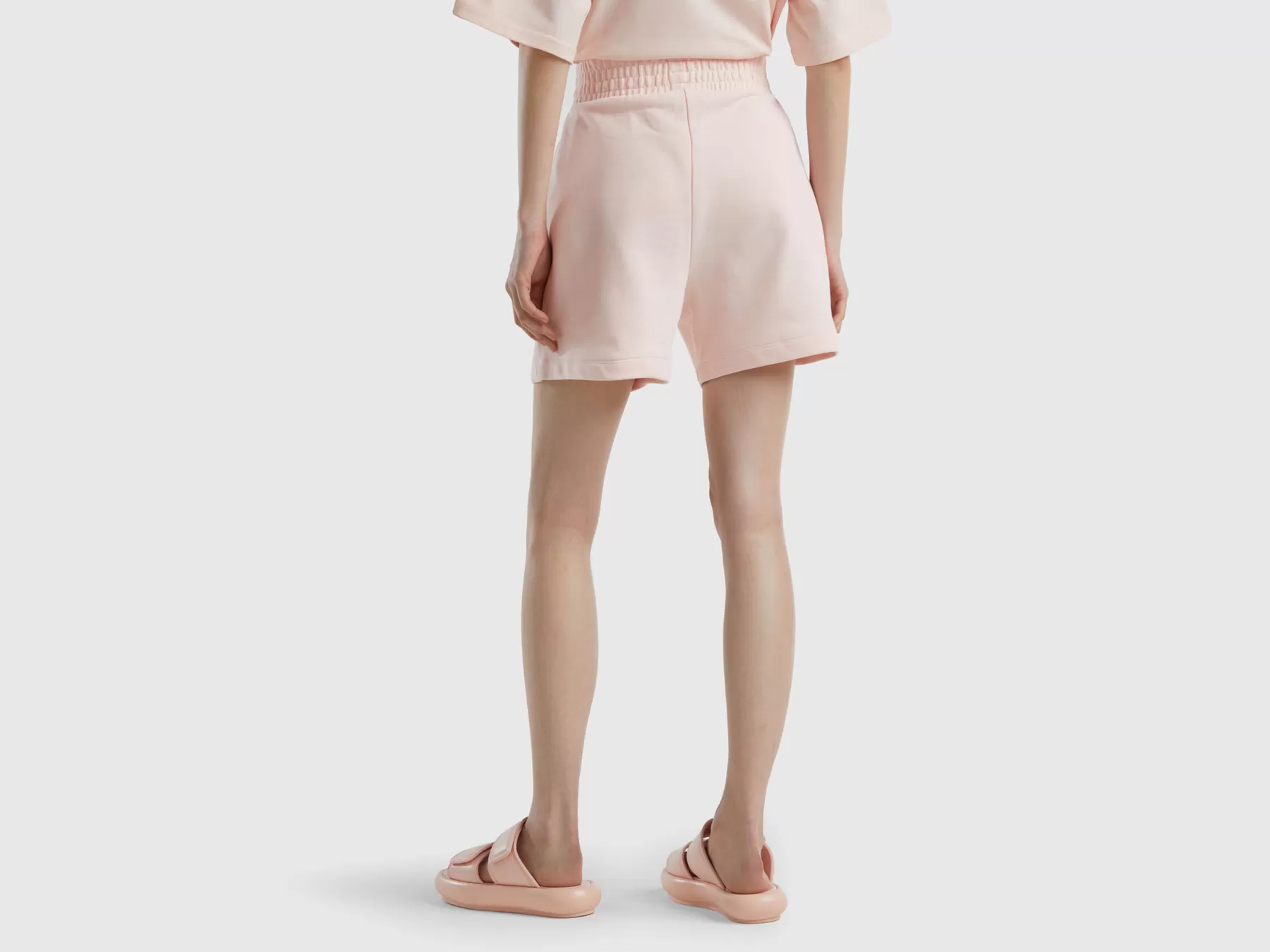 Benetton Shorts In Felpa Con Tasche Rosa Hot