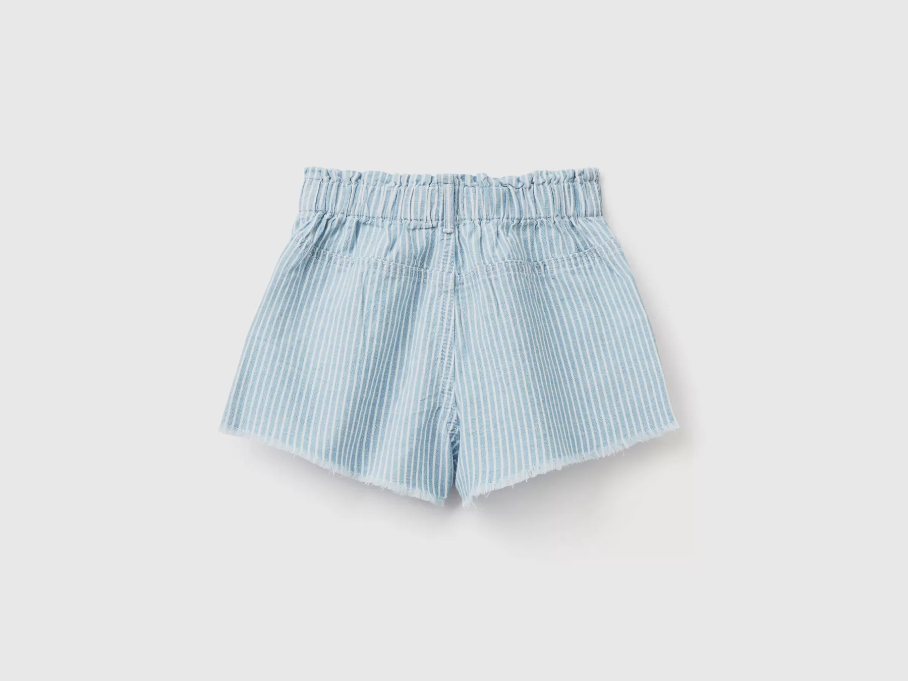 Benetton Shorts In Jeans Leggero A Righe Celeste Online