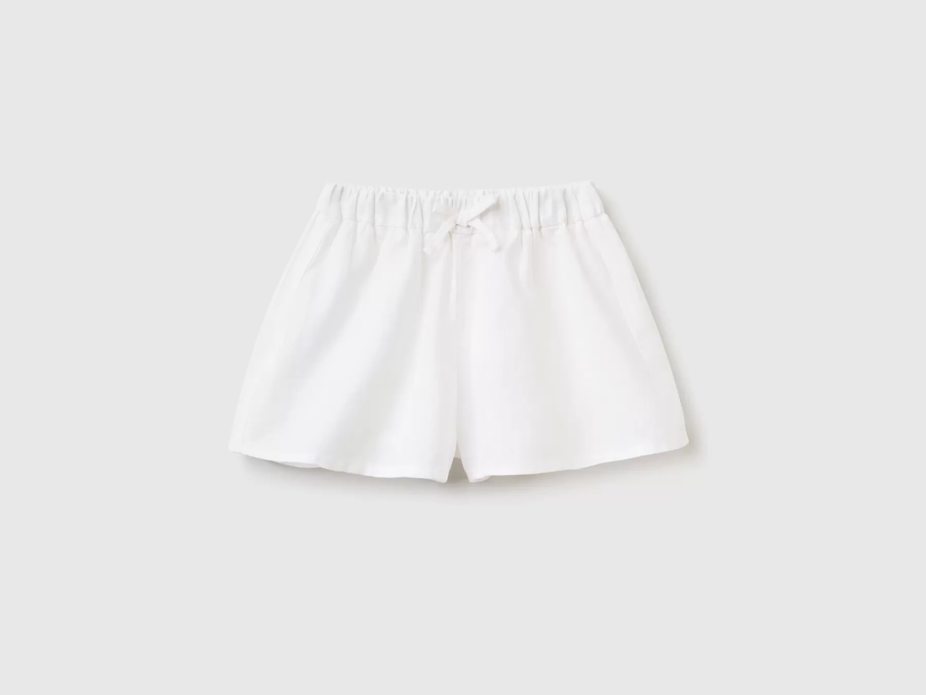 Benetton Shorts In Misto Lino Bianco Cheap