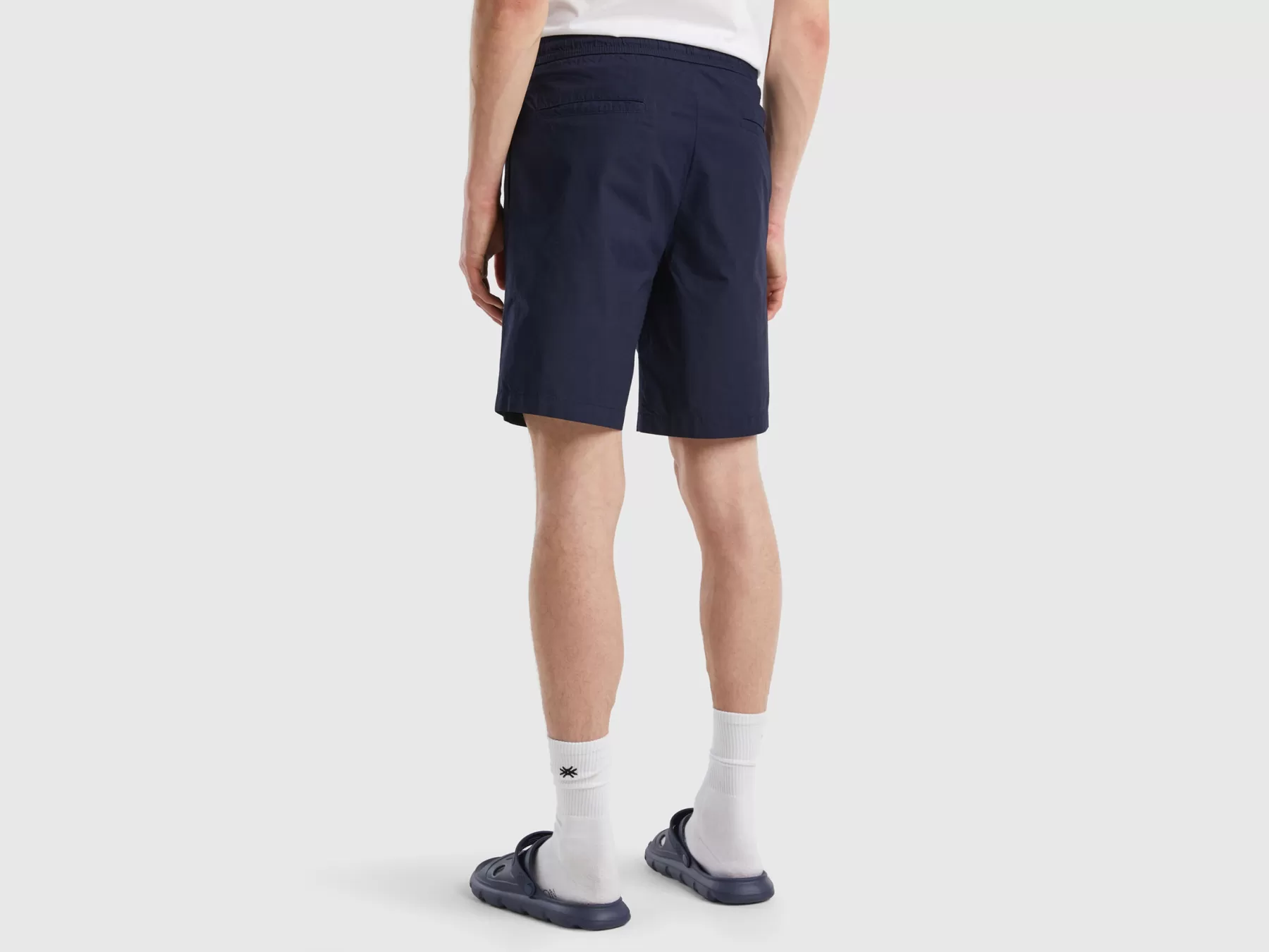 Benetton Shorts In Tela Con Coulisse Blu Scuro Hot