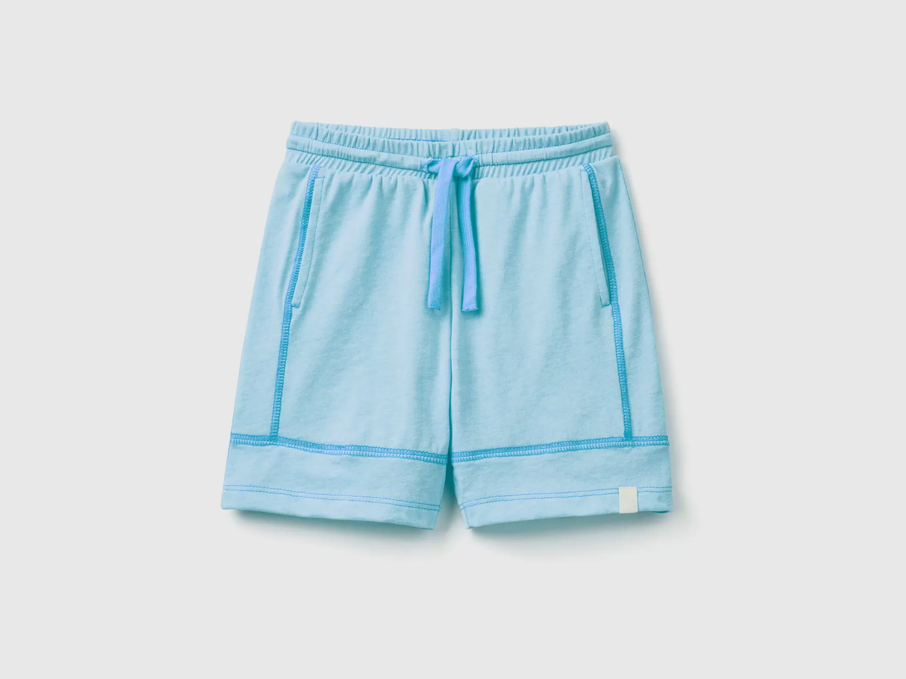 Benetton Shorts In Tessuto Riciclato Celeste Fluo Best