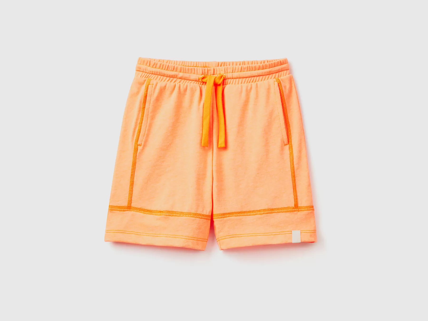 Benetton Shorts In Tessuto Riciclato Arancione Fluo Cheap