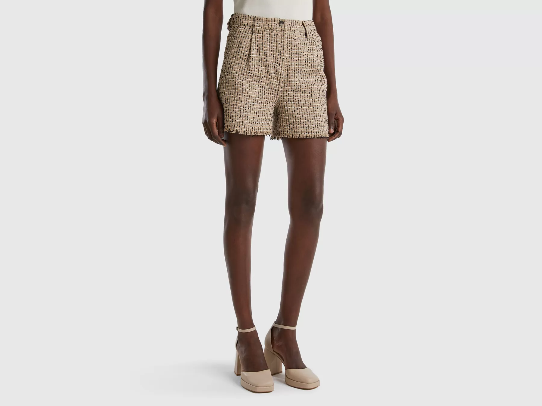 Benetton Shorts In Tweed Beige Shop