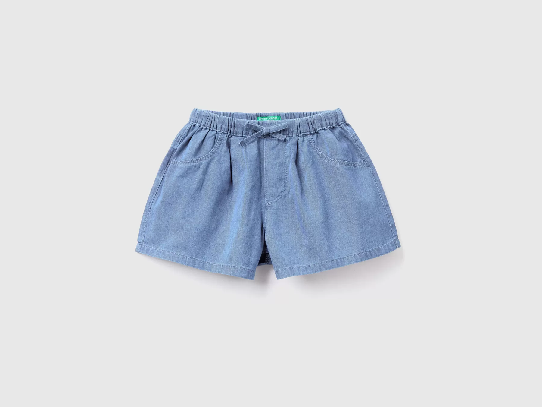 Benetton Shorts Leggeri Effetto Jeans Azzurro Shop