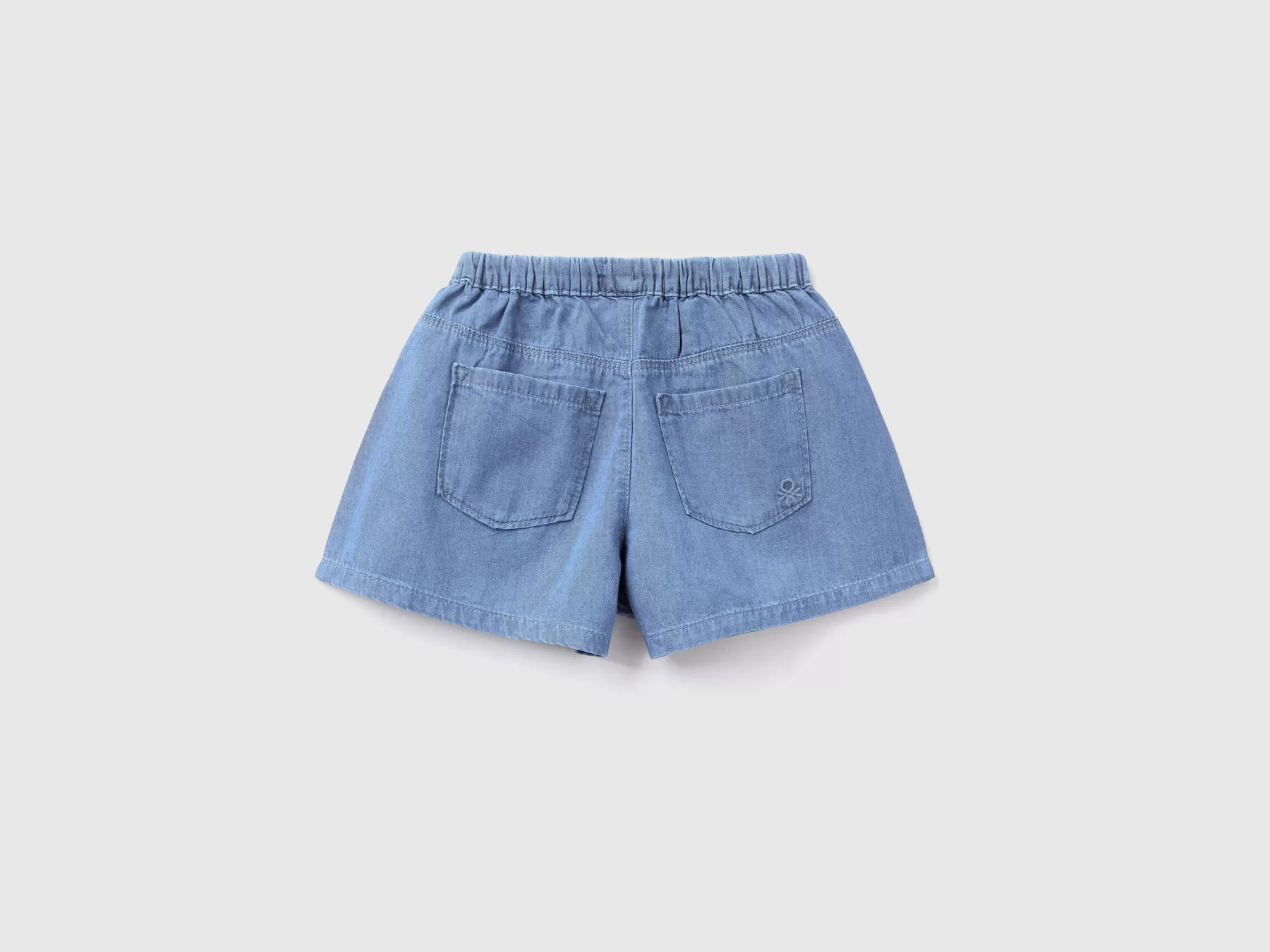 Benetton Shorts Leggeri Effetto Jeans Azzurro Shop