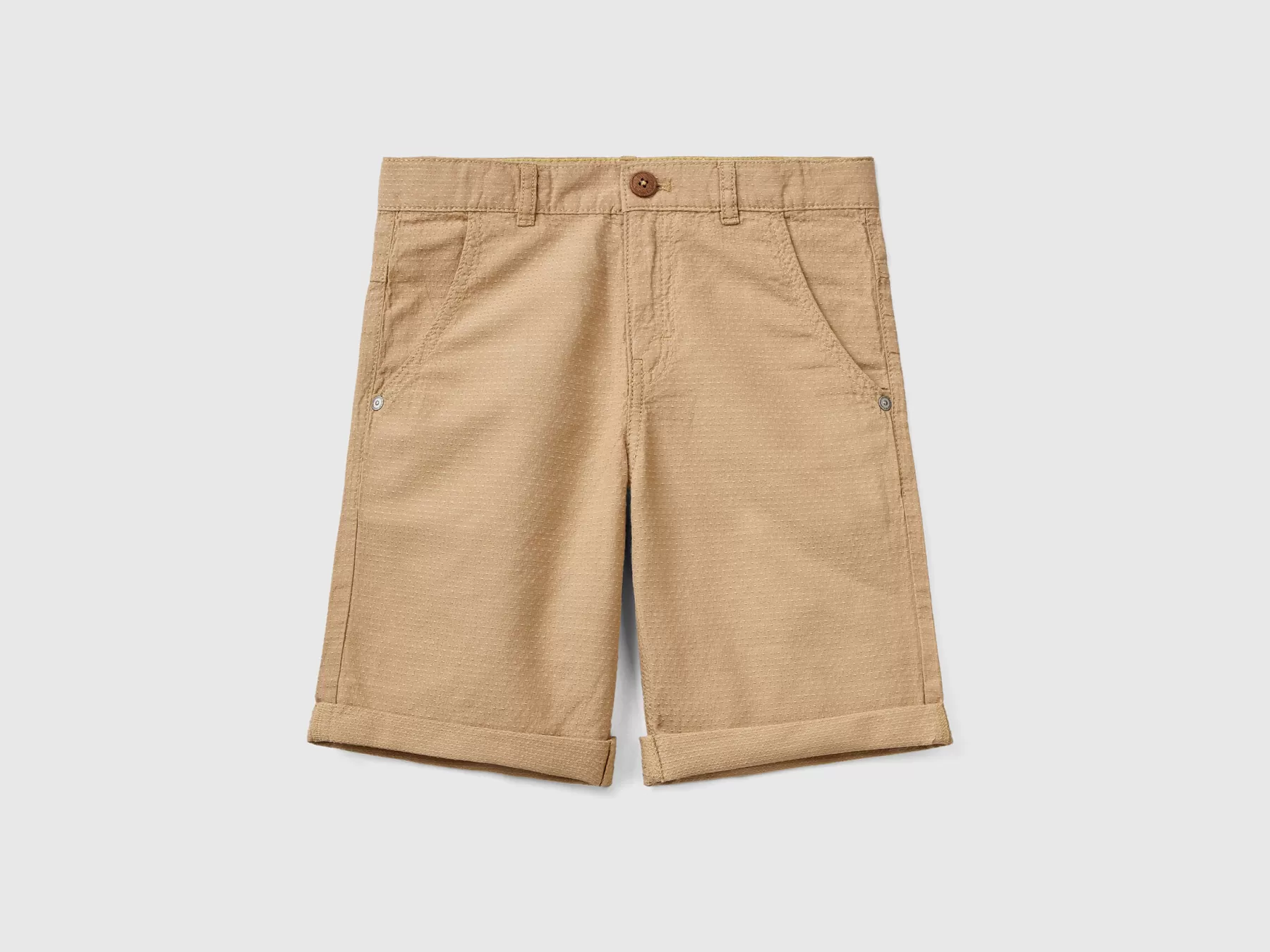 Benetton Shorts Microfantasia In Misto Lino Beige Fashion