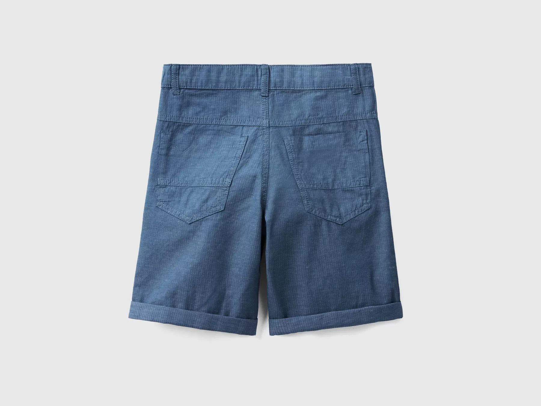 Benetton Shorts Microfantasia In Misto Lino Blu Scuro Cheap