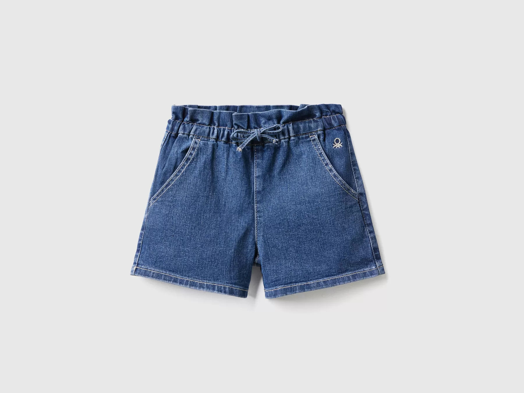 Benetton Shorts Paperbag In Denim "Eco-Recycle" Blu Scuro Sale