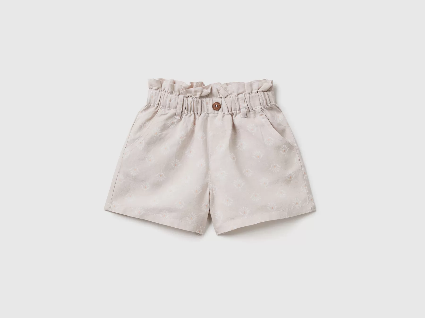 Benetton Shorts Paperbag In Misto Lino Beige Sale