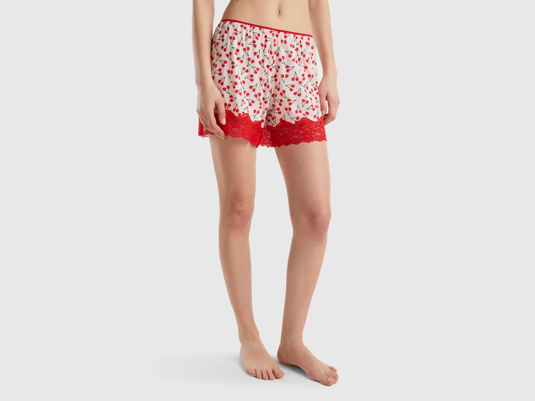 Benetton Shorts Rosa Chiaro Con Pattern Ciliegie Rosa Tenue Cheap