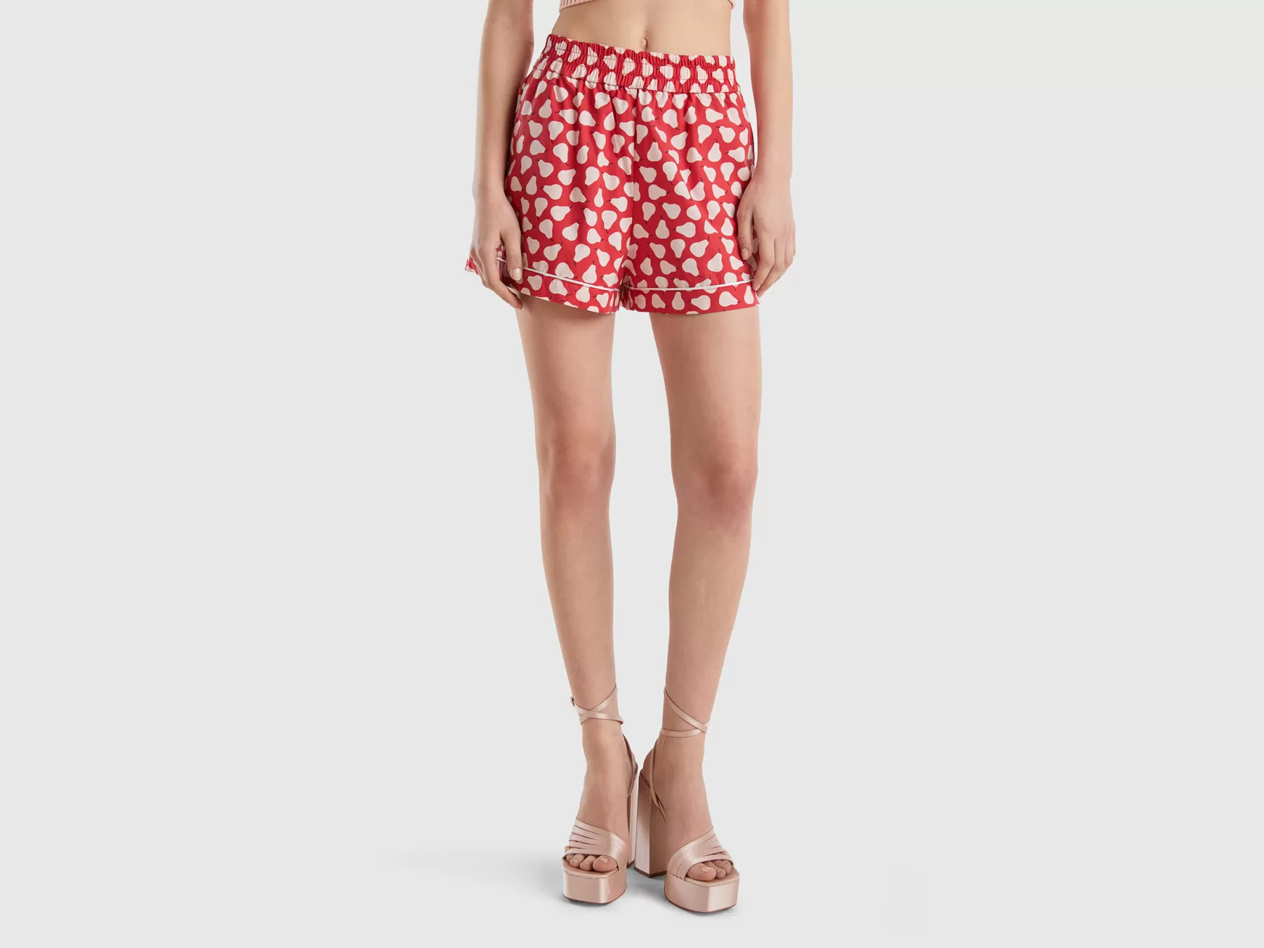 Benetton Shorts Rossi Con Pattern Pere Rosso Outlet