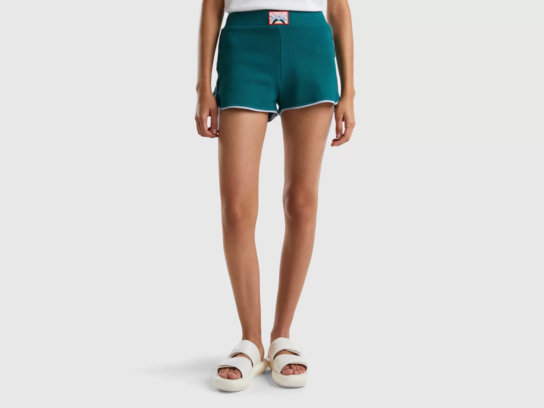 Benetton Shorts Runnercon Patch Logo Verde Scuro Outlet