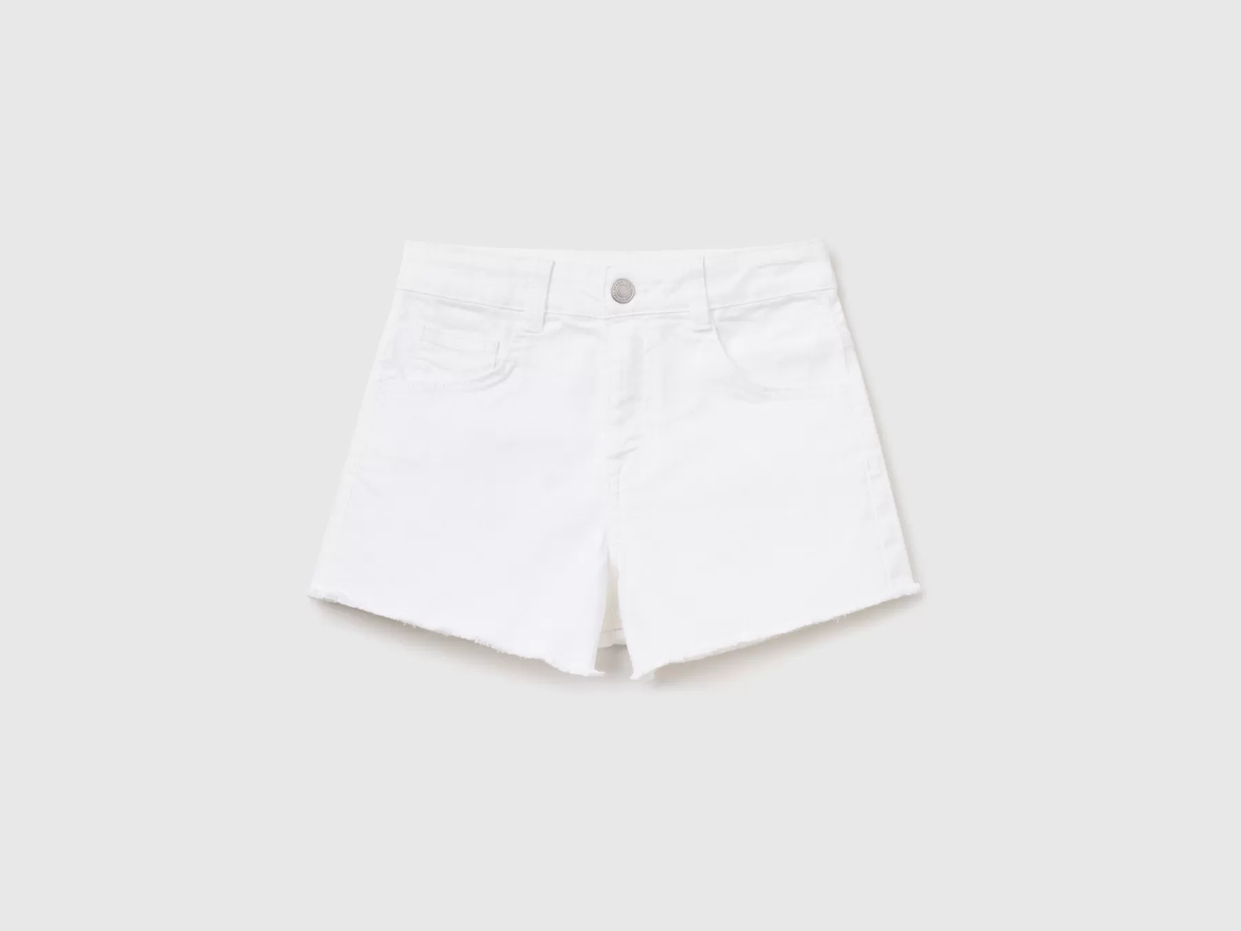 Benetton Shorts Sfrangiati A Vita Alta Bianco New