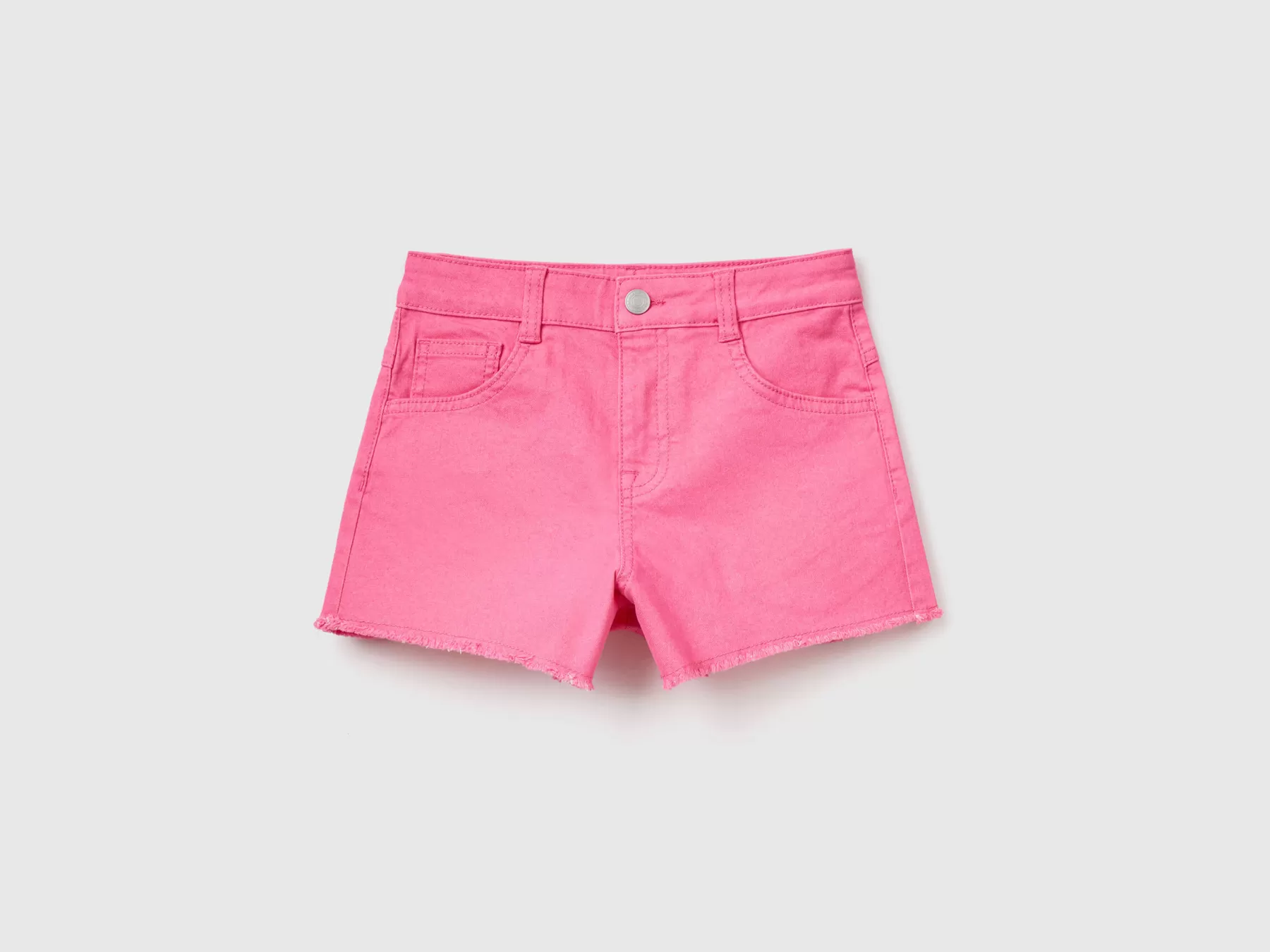 Benetton Shorts Sfrangiati A Vita Alta Rosa Sale