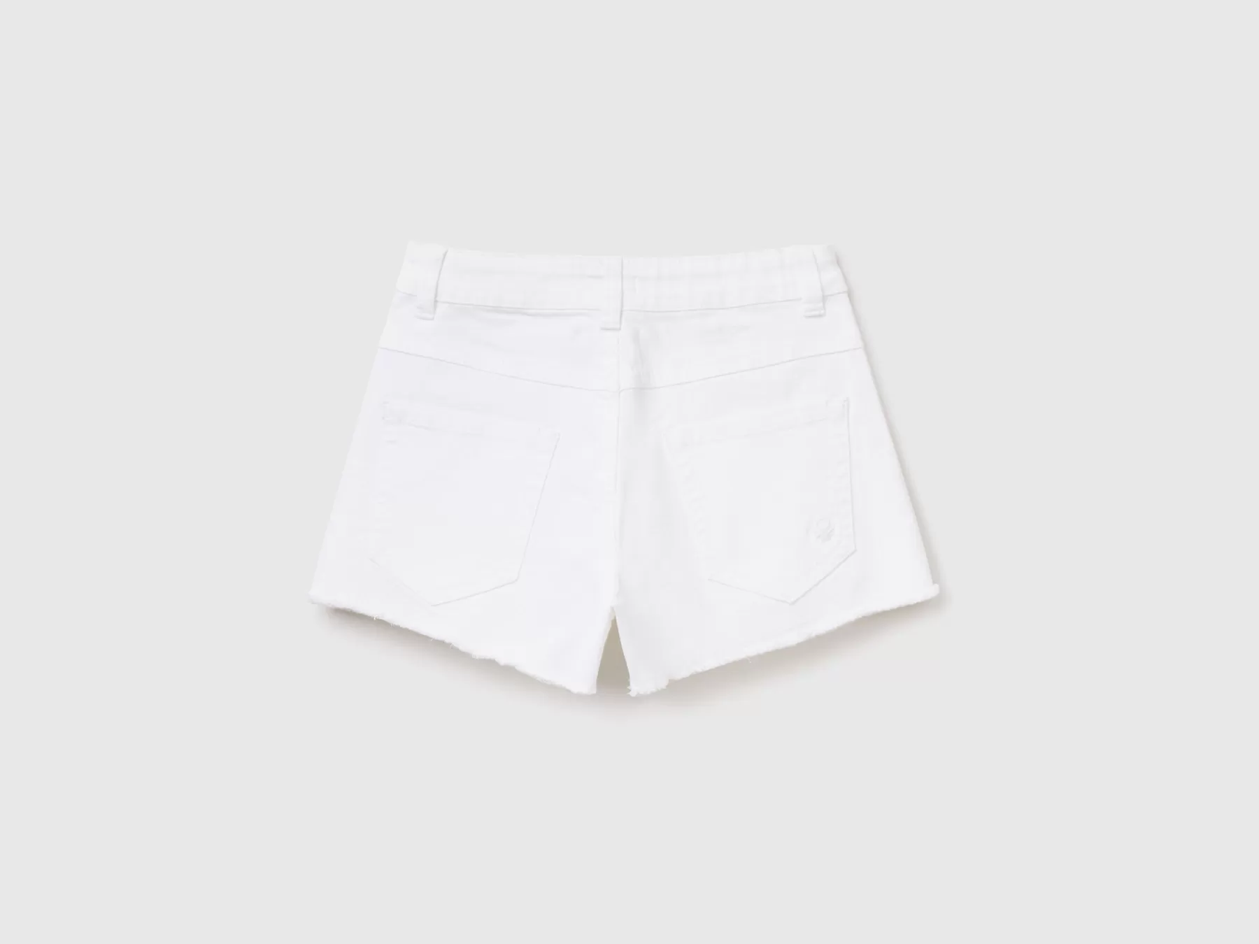 Benetton Shorts Sfrangiati A Vita Alta Bianco New