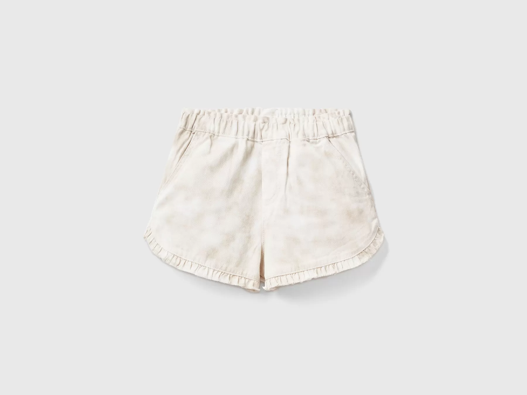 Benetton Shorts Tye-Dye Con Rouches Bianco Panna Online