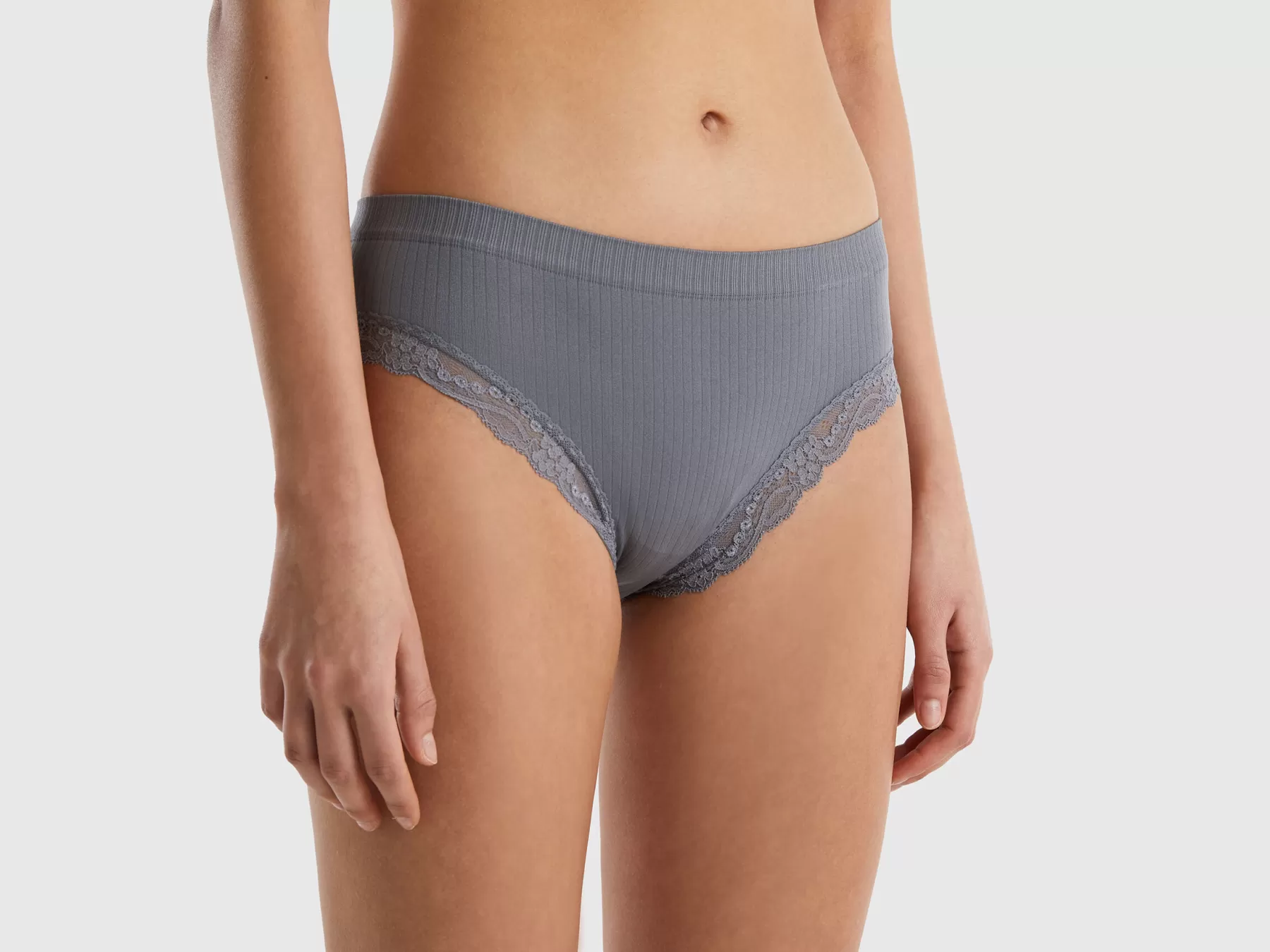 Benetton Slip A Costine Con Pizzo Grigio Online