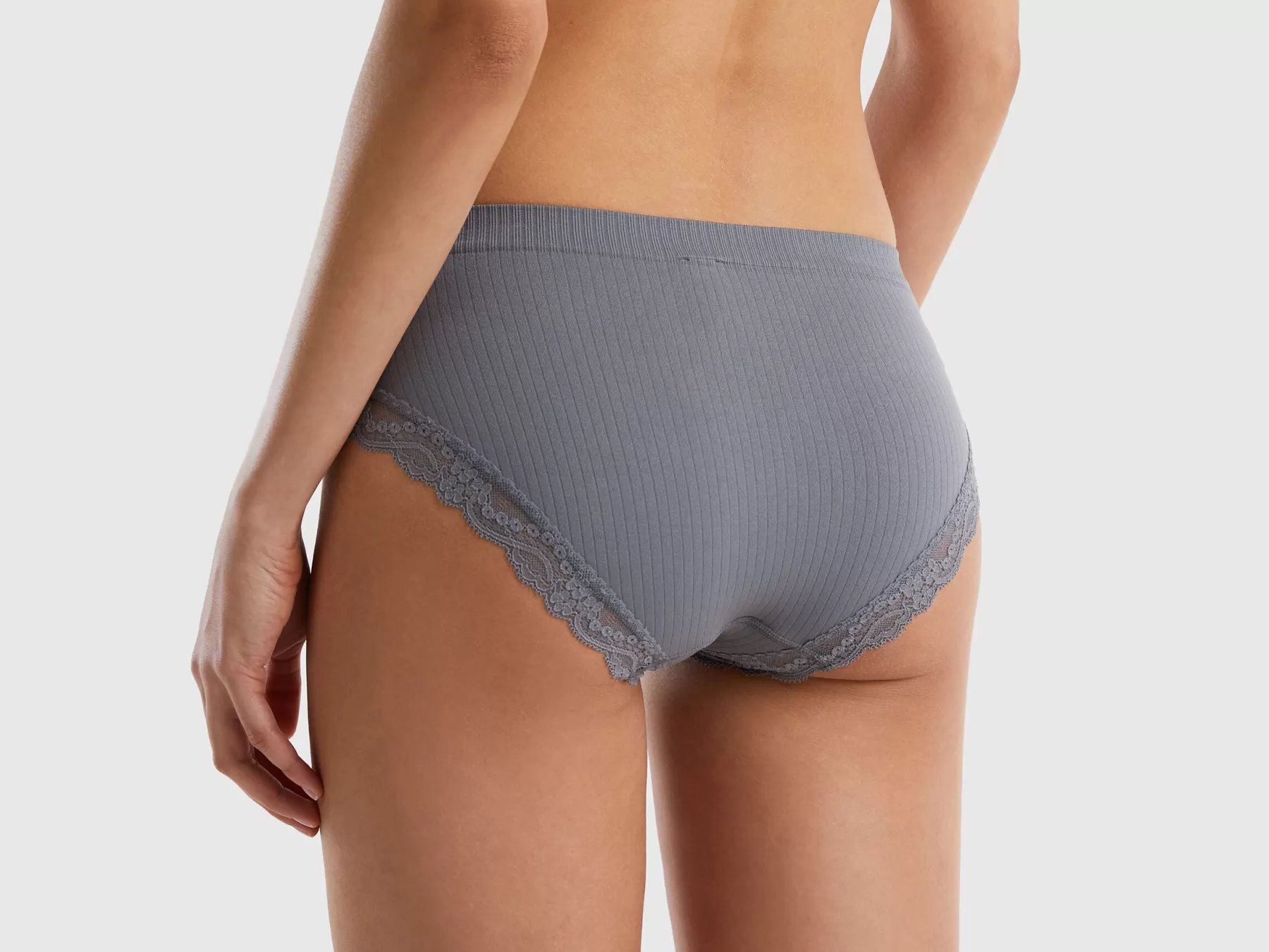 Benetton Slip A Costine Con Pizzo Grigio Online